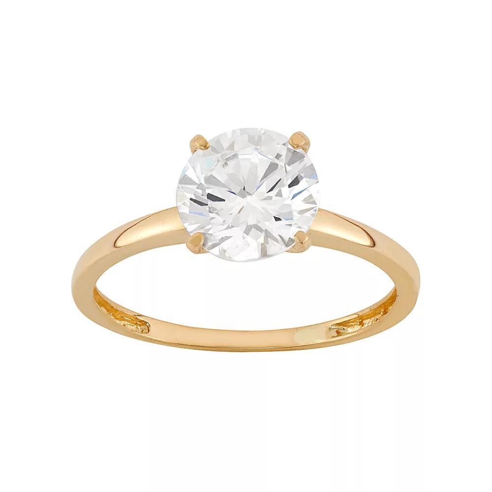 Cubic Zirconia Solitaire Engagement Ring in 10k Gold, Women's, Size: 9, Yellow Product Image