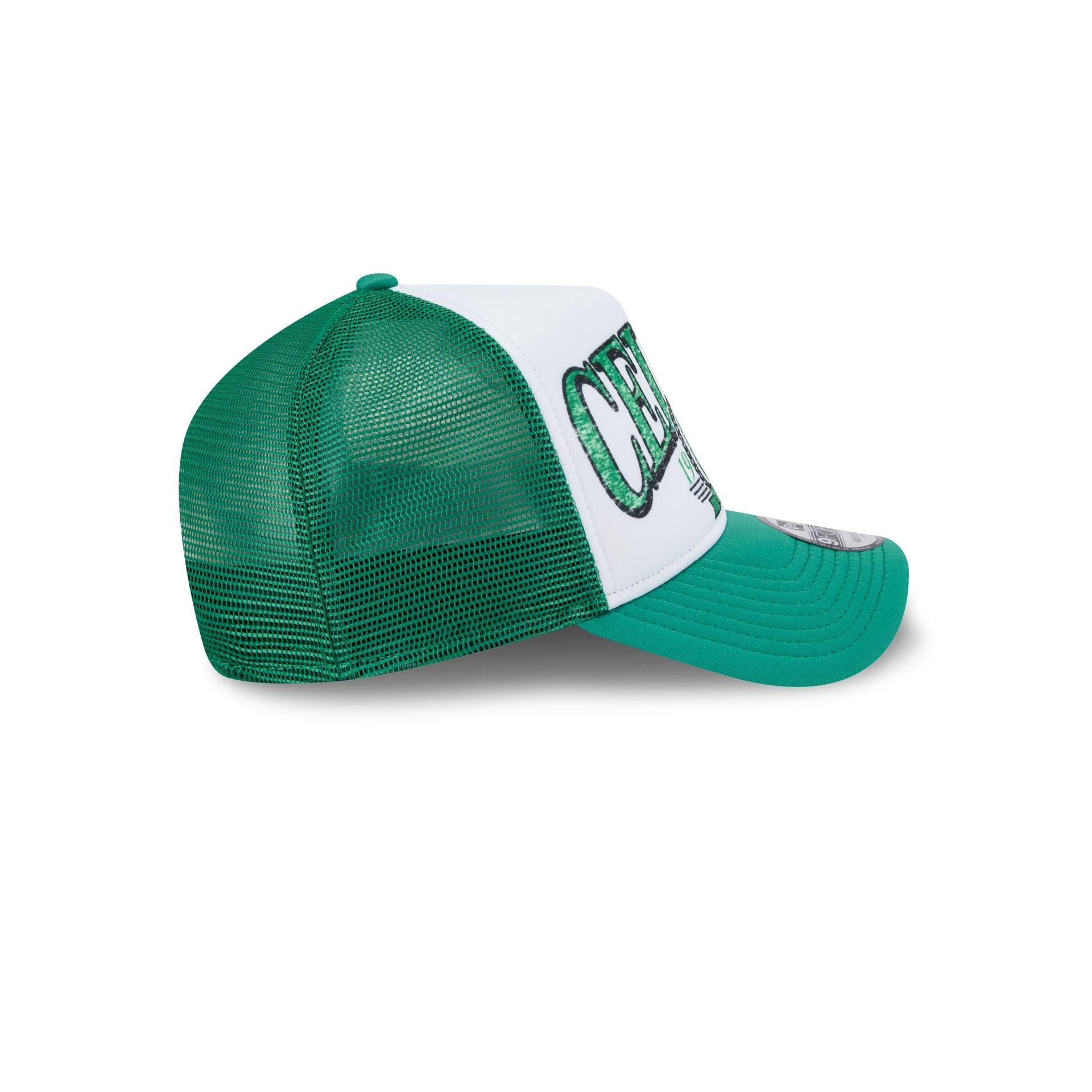 Boston Celtics Distressed 9FORTY A-Frame Trucker Hat Male Product Image