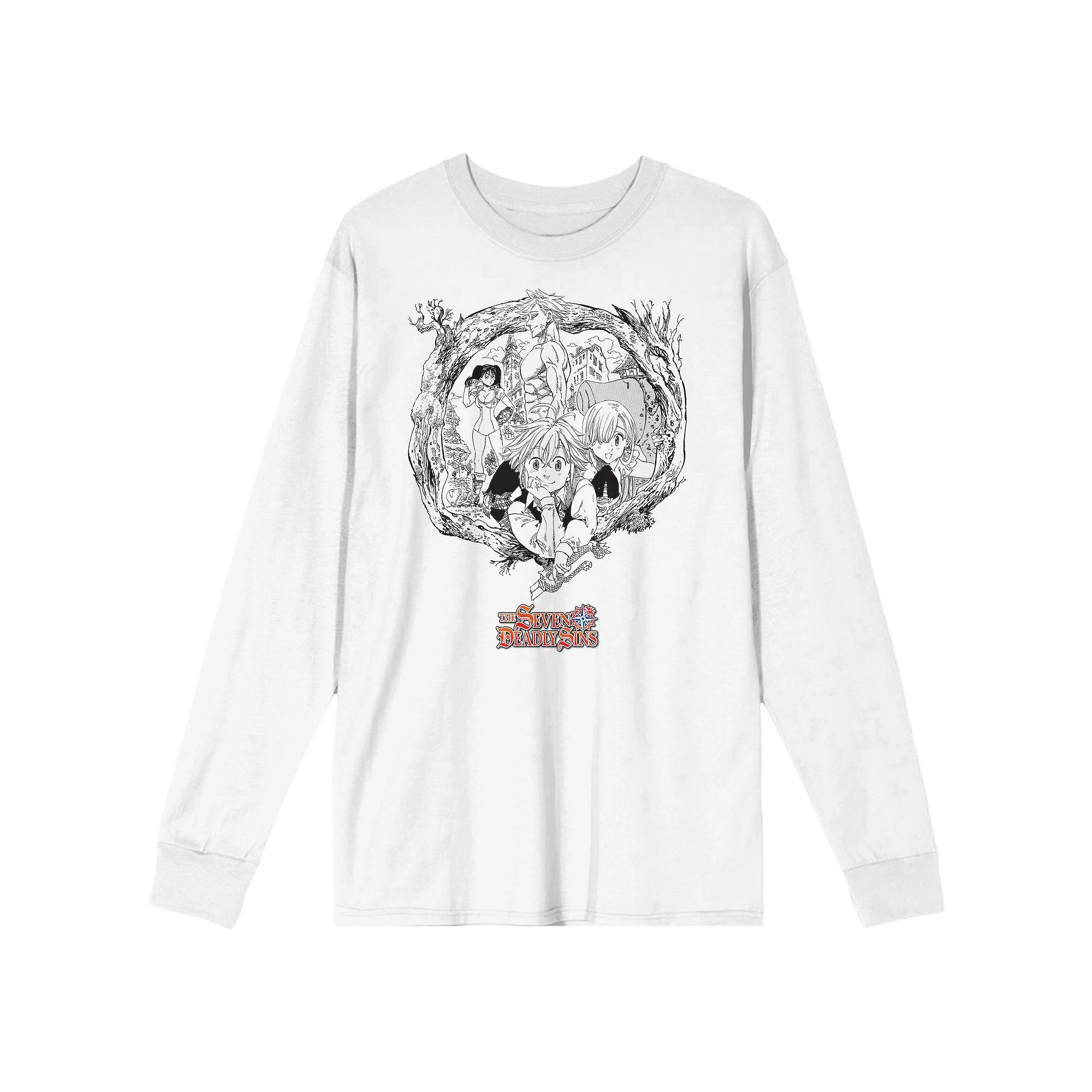 Men's Seven Deadly Sins Manga Long Sleeve Graphic Tee, Size: Small, White Product Image