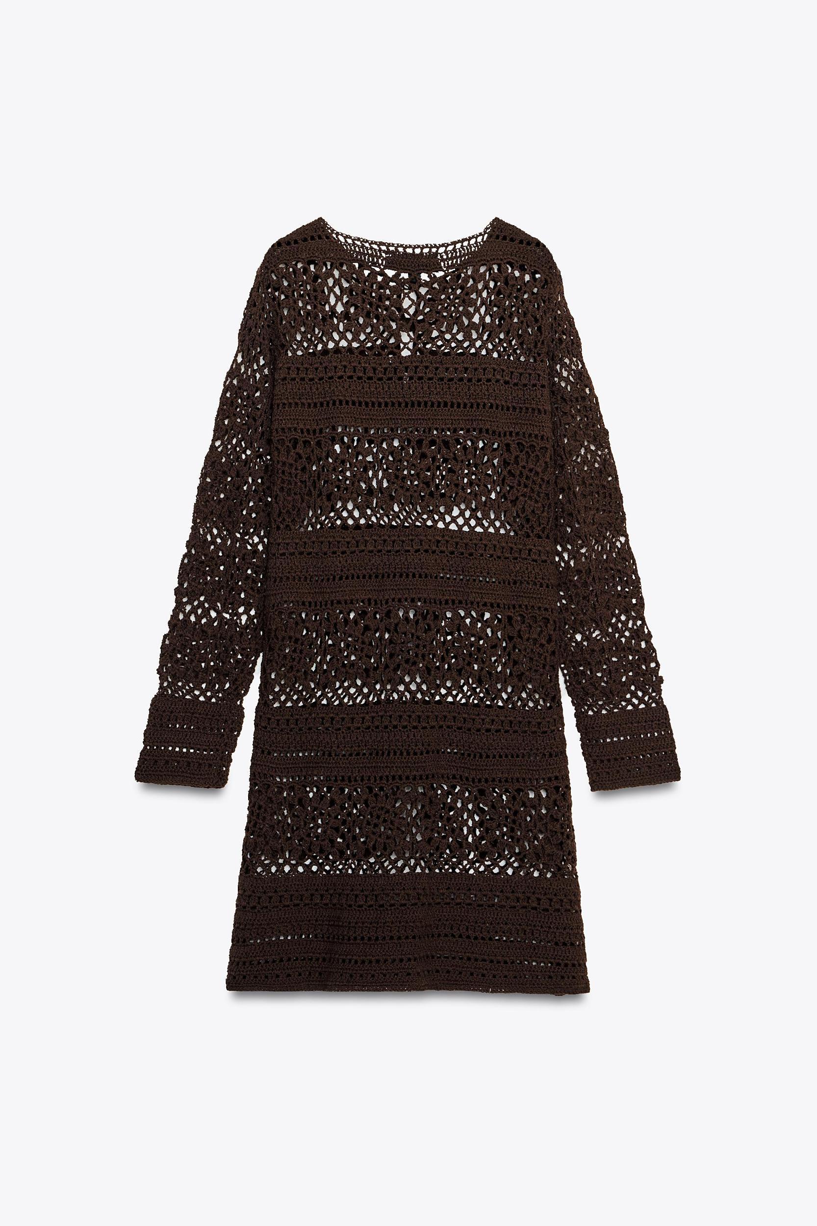 CROCHET KNIT MINI DRESS Product Image