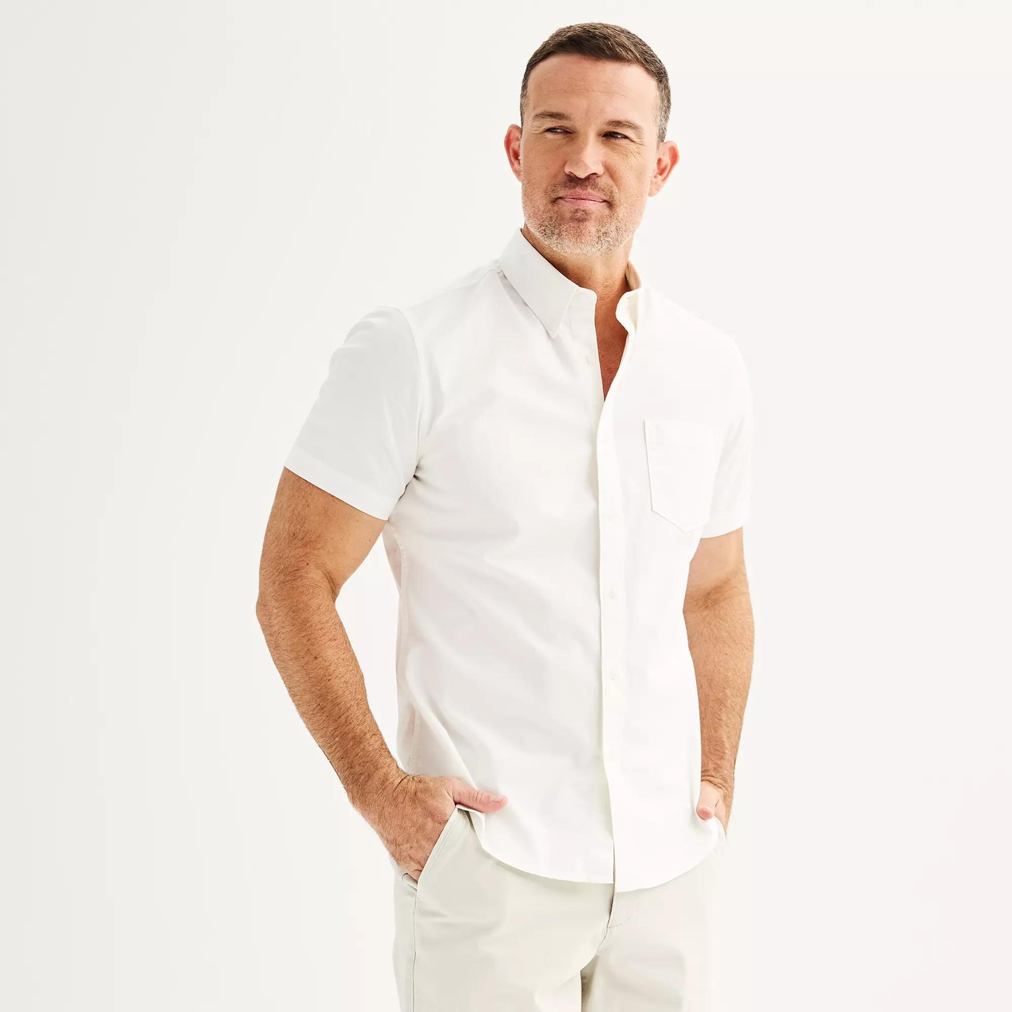 Mens Sonoma Goods For Life Short Sleeve Perfect Length Button Down Shirt Product Image