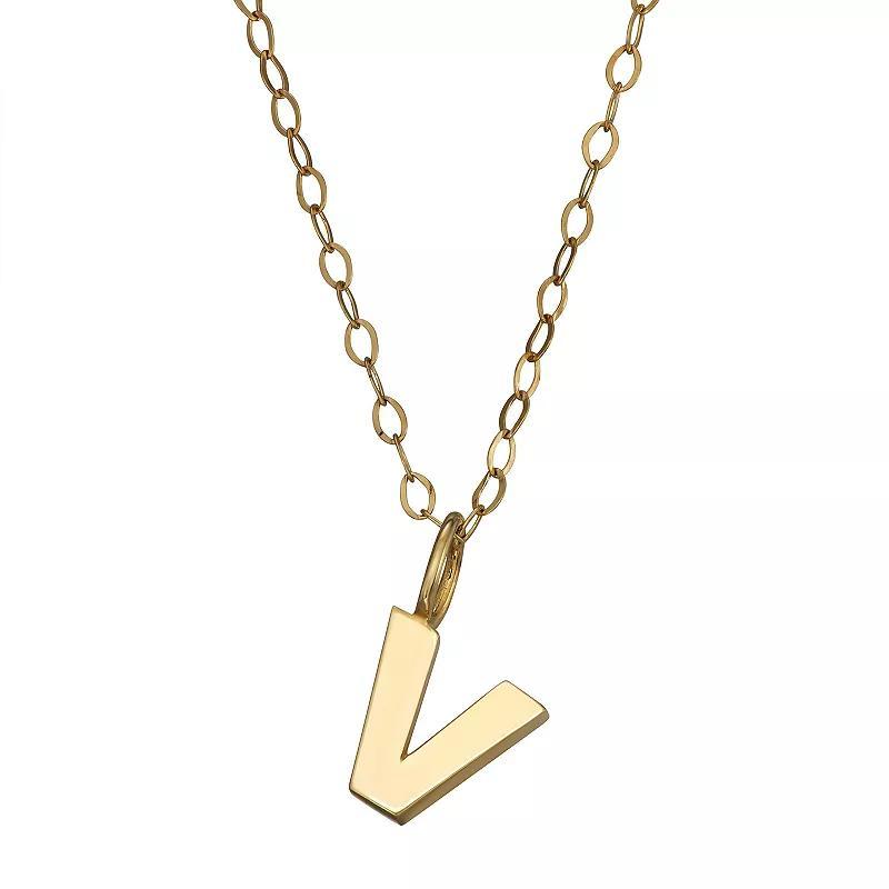 10K Gold Initial Pendant on 14K Gold Filled Chain, Womens Product Image