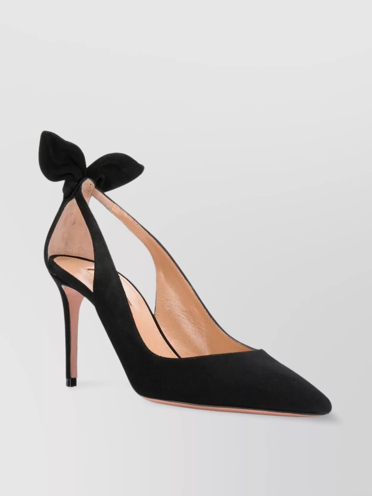 AQUAZZURA Bow Tie 85 Suede Pumps In Black Product Image
