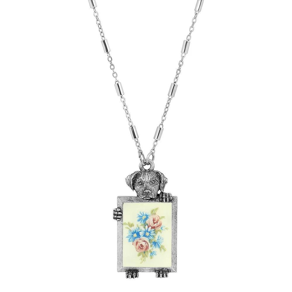 1928 Silver Tone Dog Frame Vintage Floral Necklace, Womens, Multi Product Image