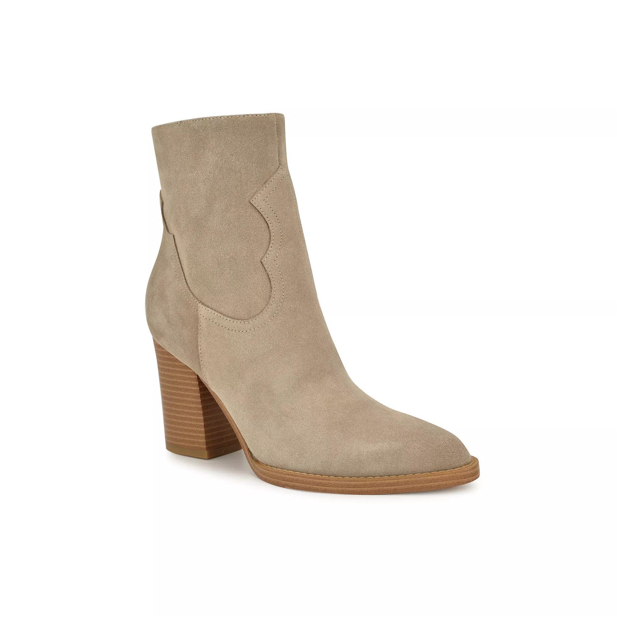 Nine West Taytay Women's Block Heel Dress Ankle Boots, Size: 7.5, Brown Suede Product Image