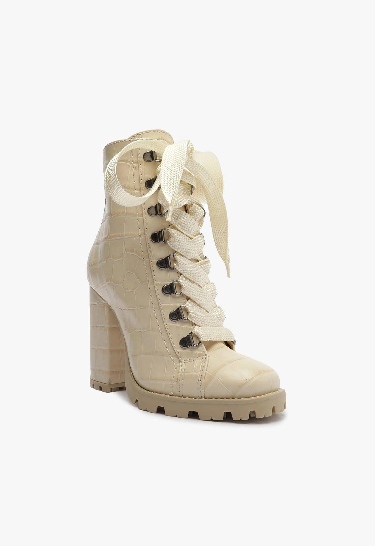 Zhara Crocodile-Embossed Leather Bootie Product Image