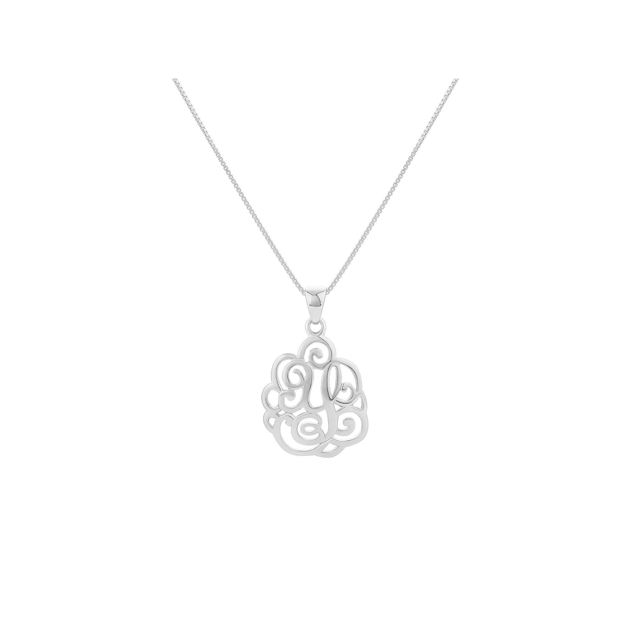 PRIMROSE Sterling Silver Monogram Initial Pendant Necklace, Women's, Size: 18", Silver Tone F Product Image
