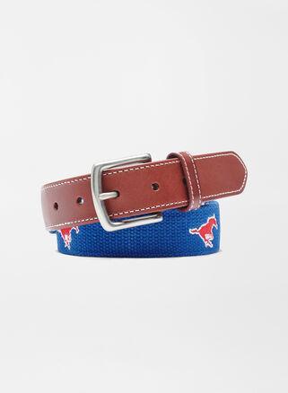 Peter Millar Mens SMU Mustangs Belt | Color: Blue | Size: 32 Product Image