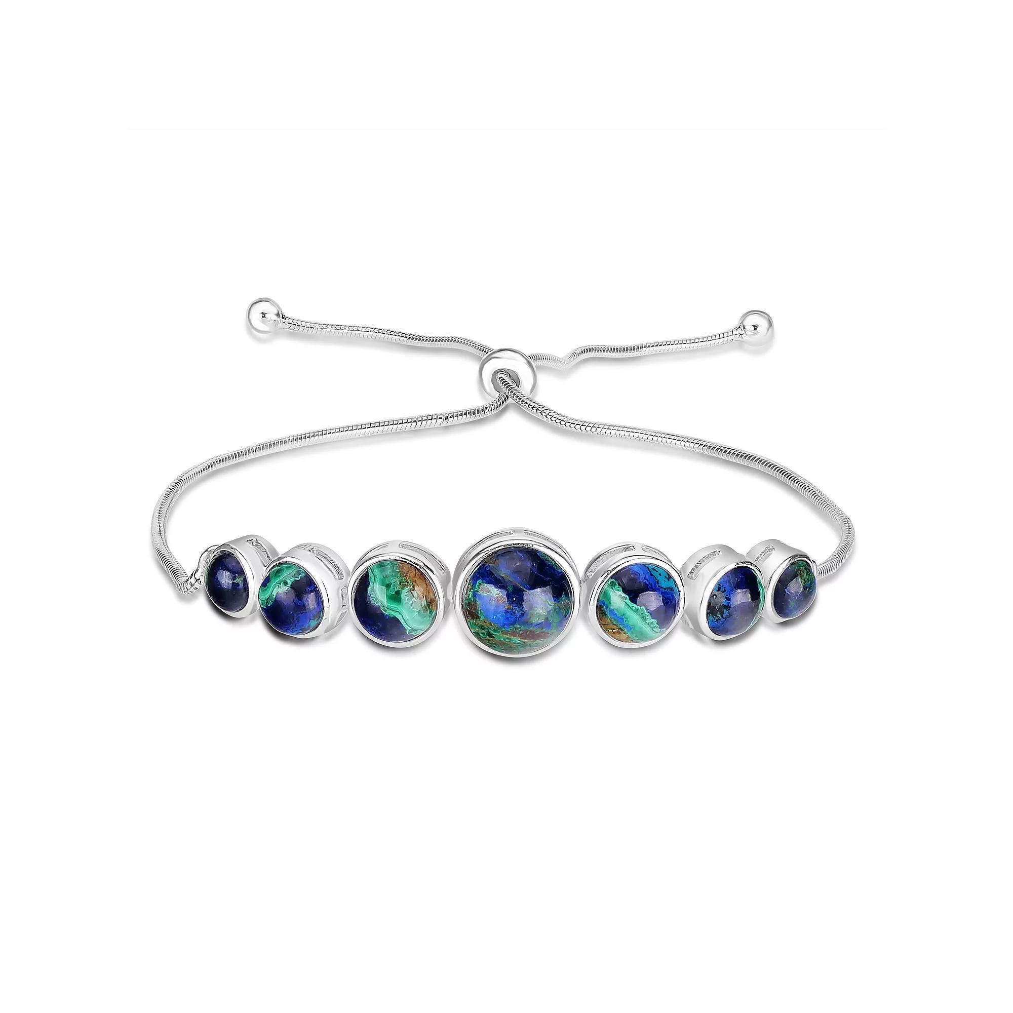 Gemistry Sterling Silver Gemstone Cabochon Adjustable Bracelet, Women's, Size: 5-9" ADJ, Azurite Product Image