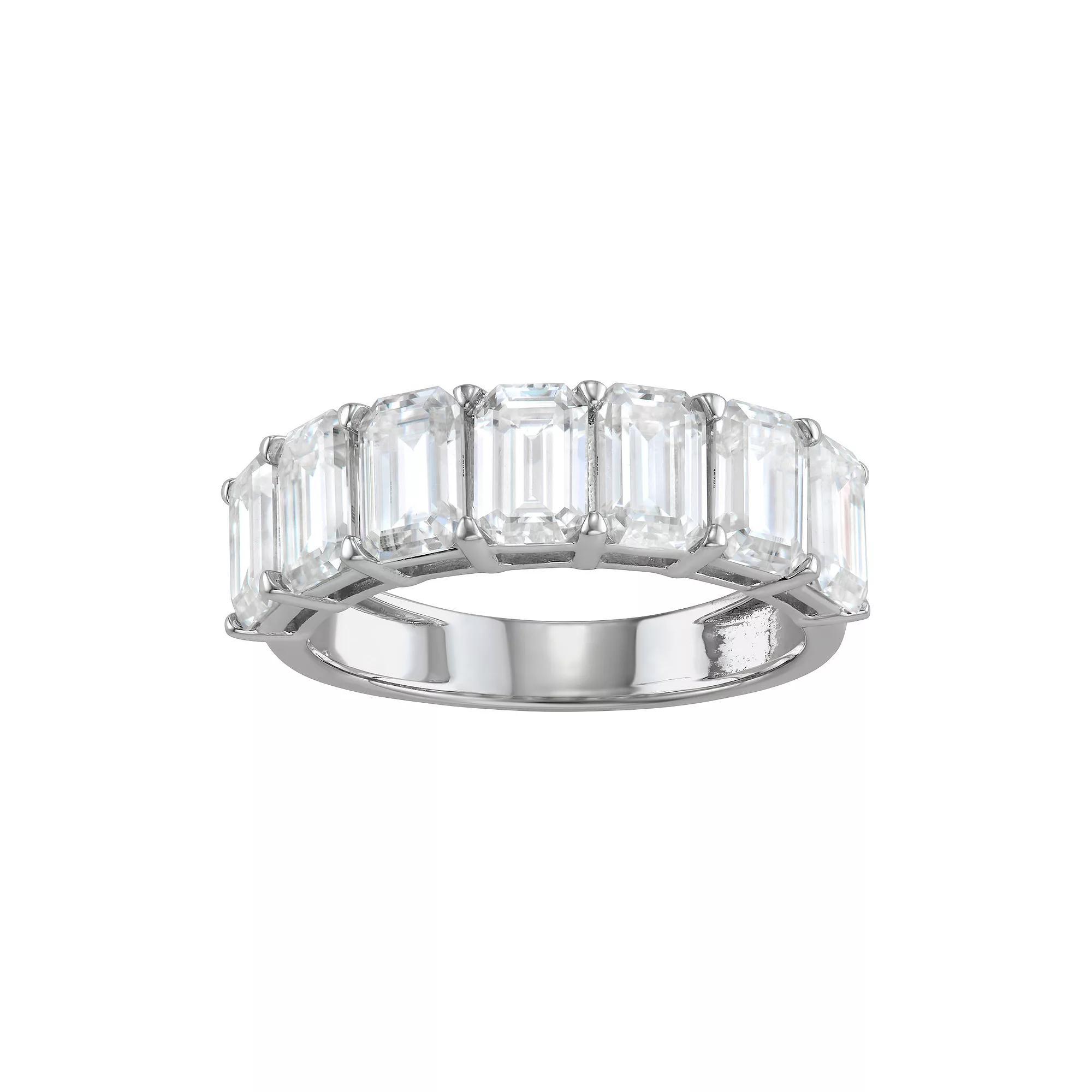 Charles & Colvard 14k White Gold 4 Carat T.W. Lab-Created Moissanite Seven Stone Band, Women's, Size: 6 Product Image