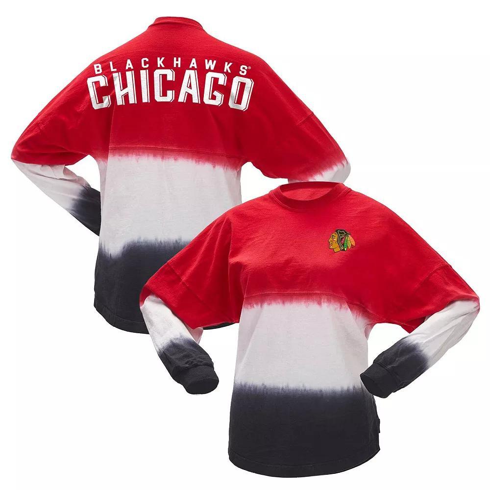 Women's Fanatics Branded Red/Black Chicago Blackhawks Ombre Long Sleeve T-Shirt, Size: Small Product Image