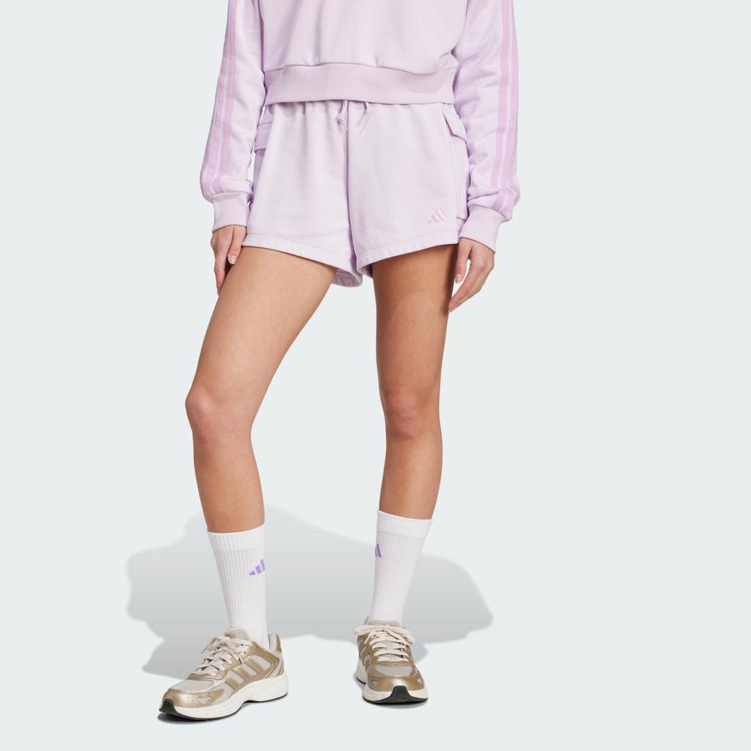 Women's adidas Essentials Small Logo Terry Sportswear Cargo Shorts, Size: XL, Bliss Purple Product Image