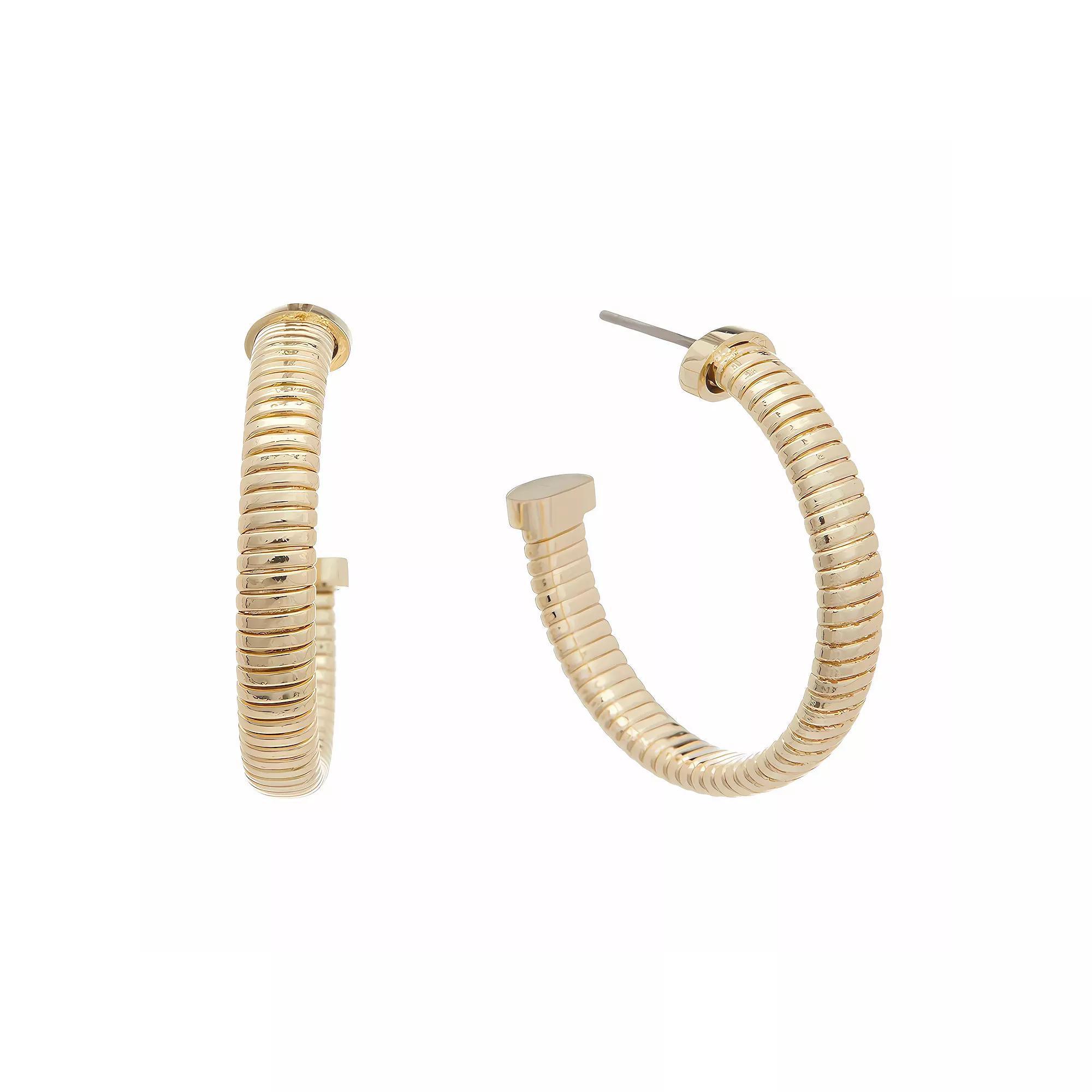 Juvell 18k Gold Plated Textured Shiny Hoop Earrings, Women's, Gold Tone Product Image