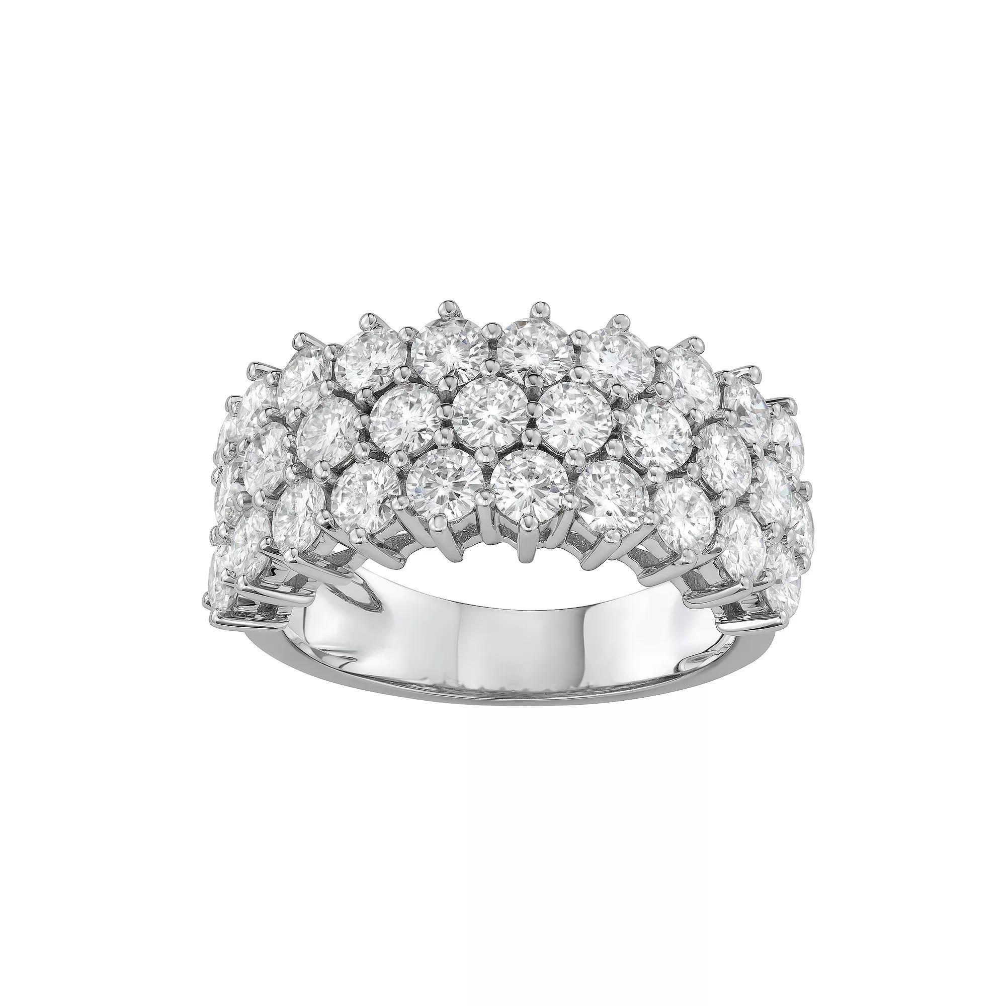 Charles & Colvard 14k White Gold 3 Carat T.W. Lab-Created Moissanite 3 Row Ring, Women's, Size: 7, 14k Whgold Product Image