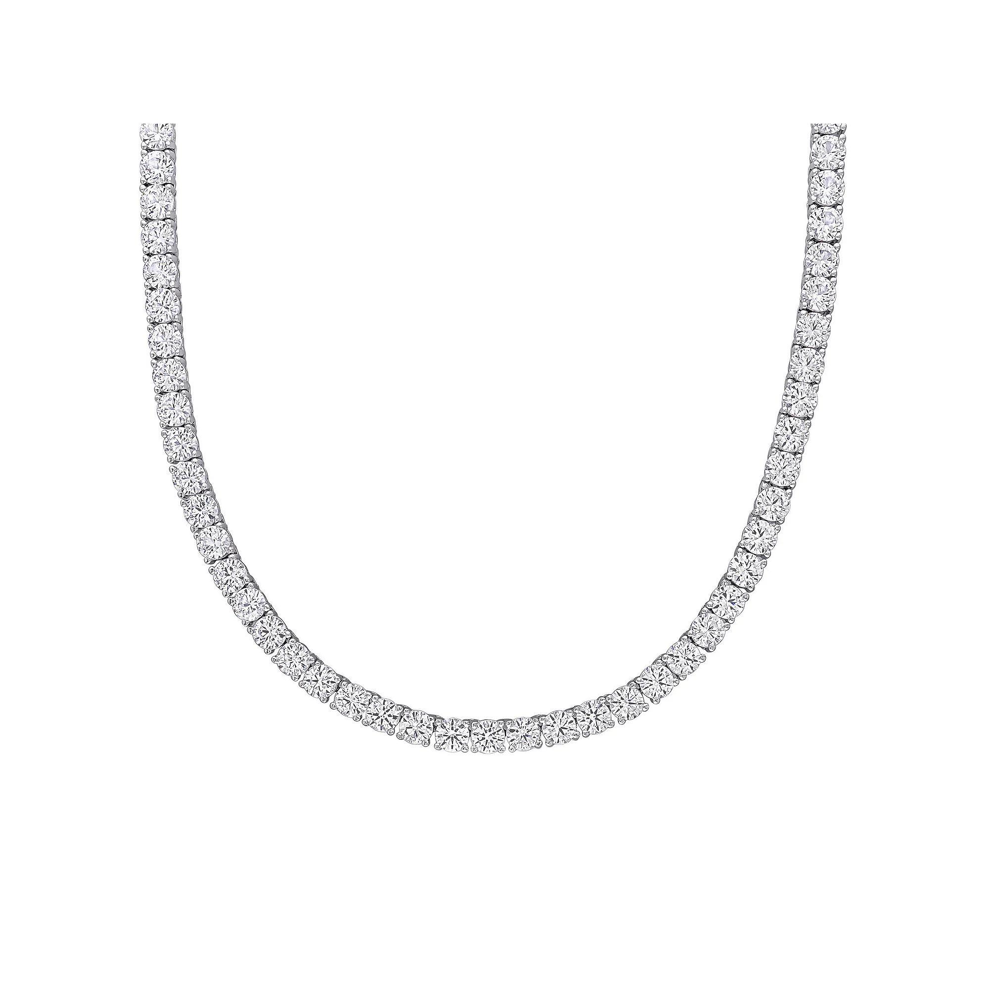 Stella Grace Sterling Silver Lab-Created White Sapphire Tennis Necklace, Women's, Size: 17" Product Image