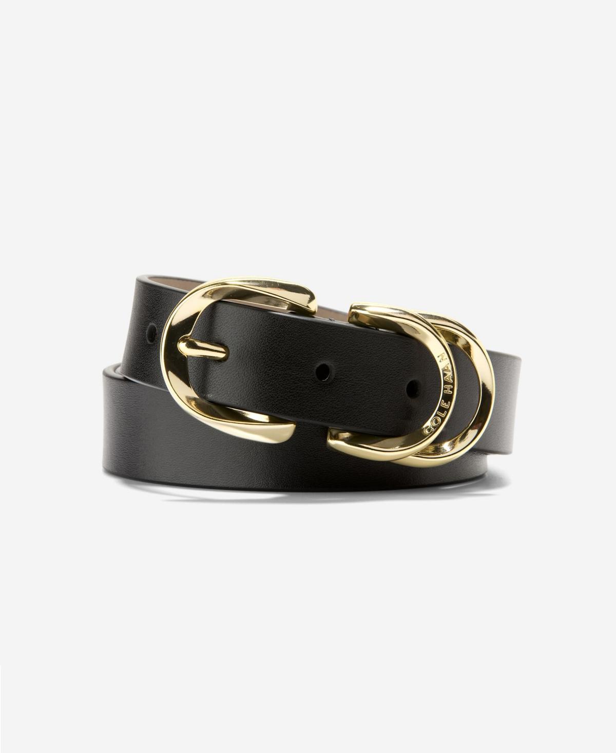 Cole Haan Womens 25Mm Slim Double Loop Belt - Black Size Small Product Image