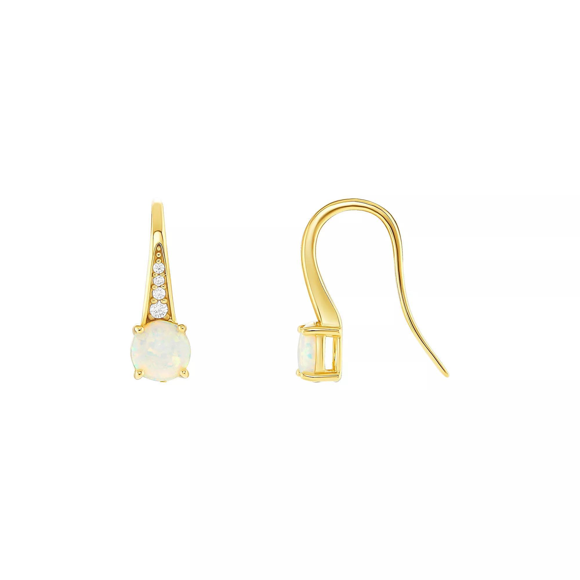 PRIMROSE Sterling Silver White Opal & Cubic Zirconia Drop Earrings, Women's, Gold Over Sterling Product Image