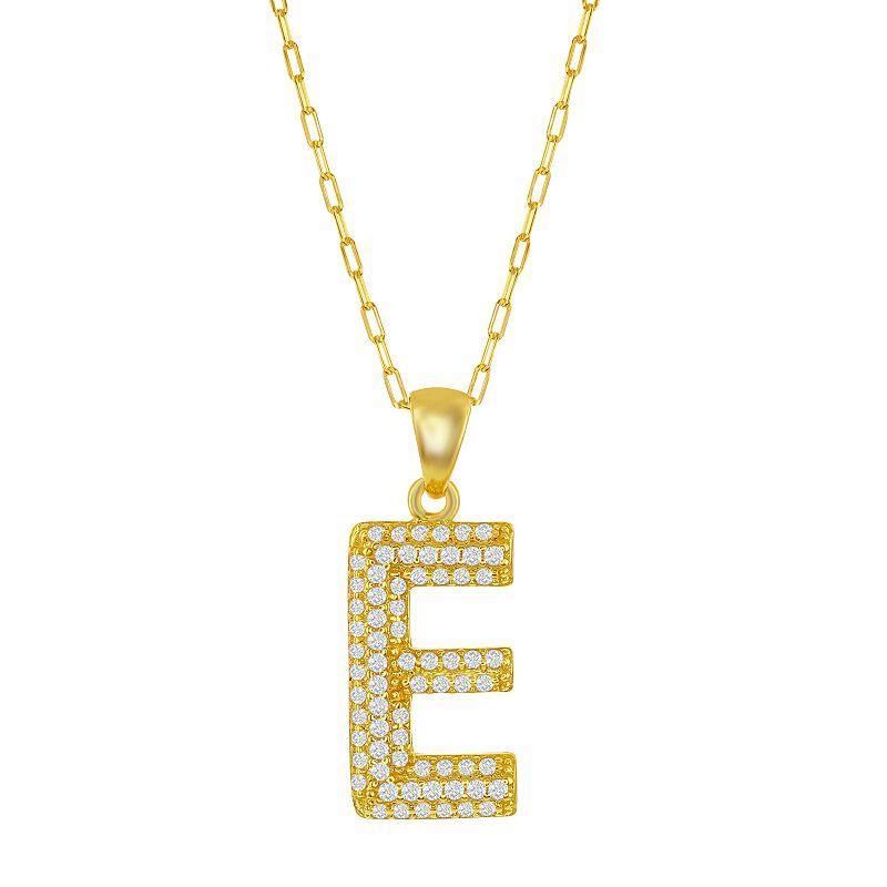 Sterling Silver Cubic Zirconia Block Initial Necklace, Women's, Size: 16-18" ADJ, H Product Image