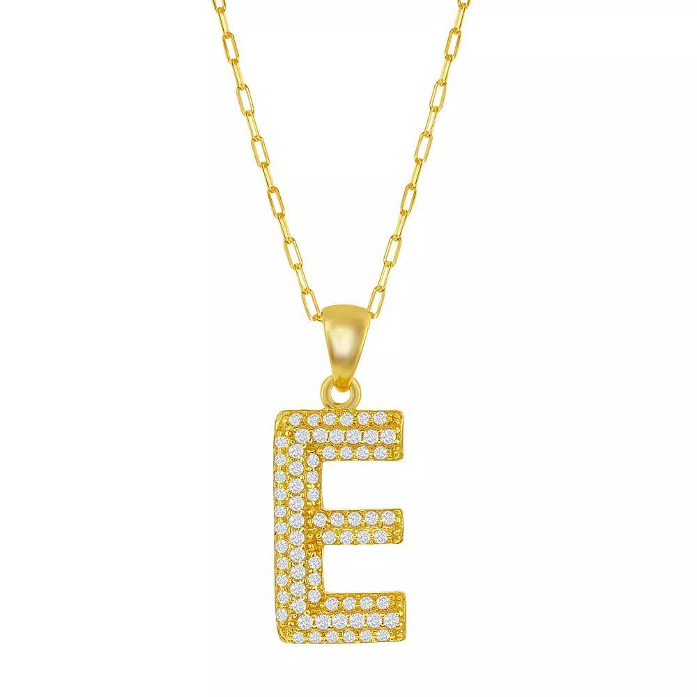 Sterling Silver Cubic Zirconia Block Initial Necklace, Women's, Size: 16-18" ADJ, H Product Image