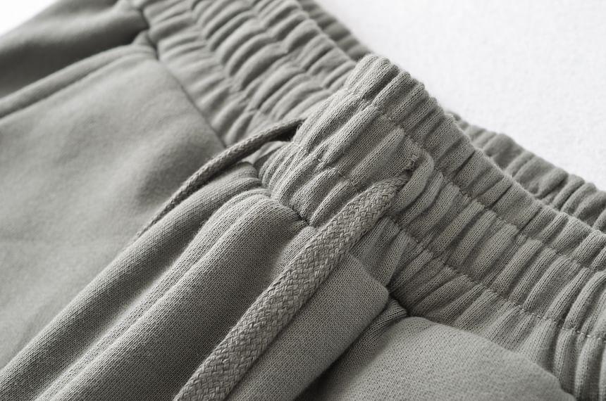 Drawstring Waist Plain Straight Leg Sweatpants Product Image