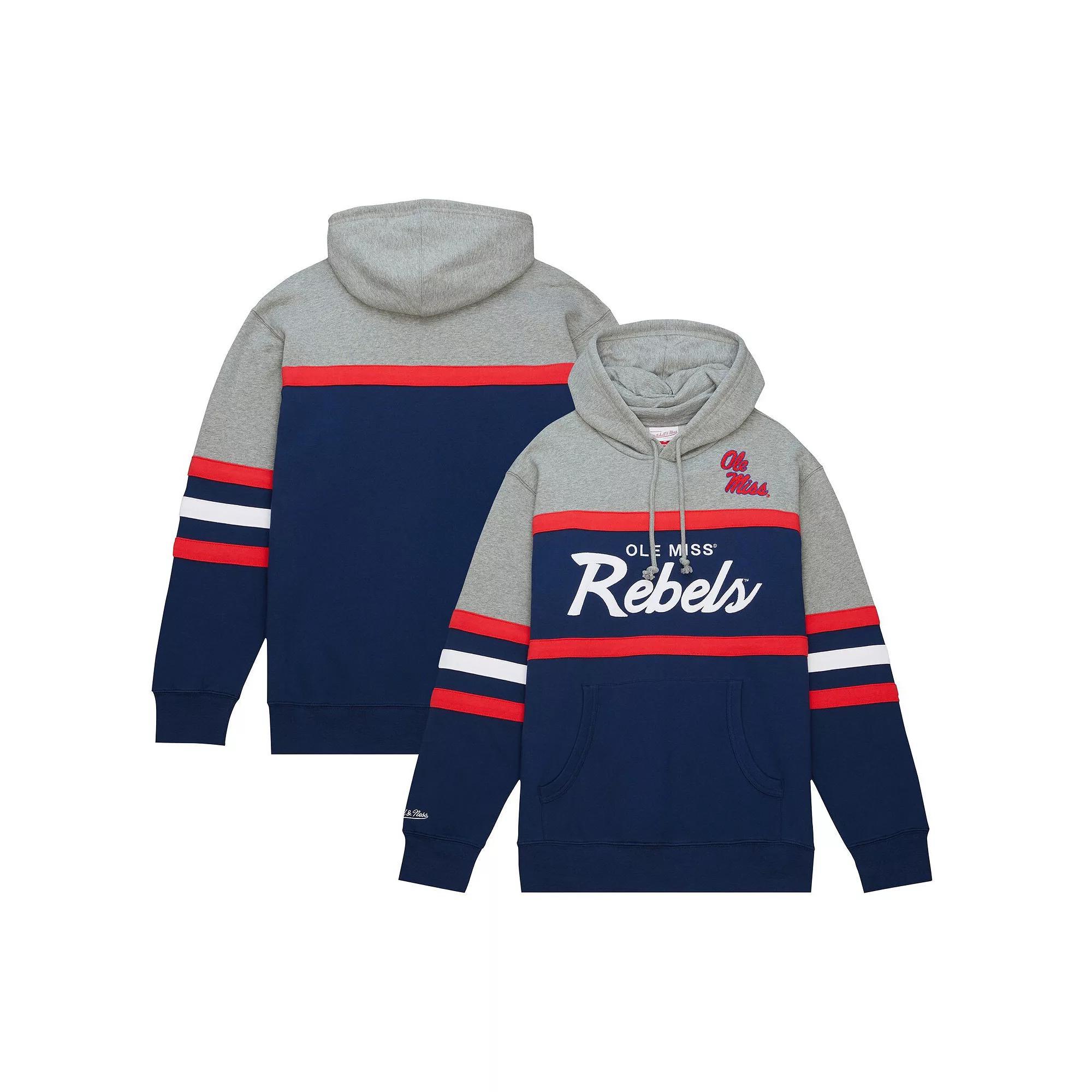 Men's Mitchell & Ness  Navy Ole Miss Rebels Head Coach Pullover Hoodie, Size: Medium, Blue Product Image