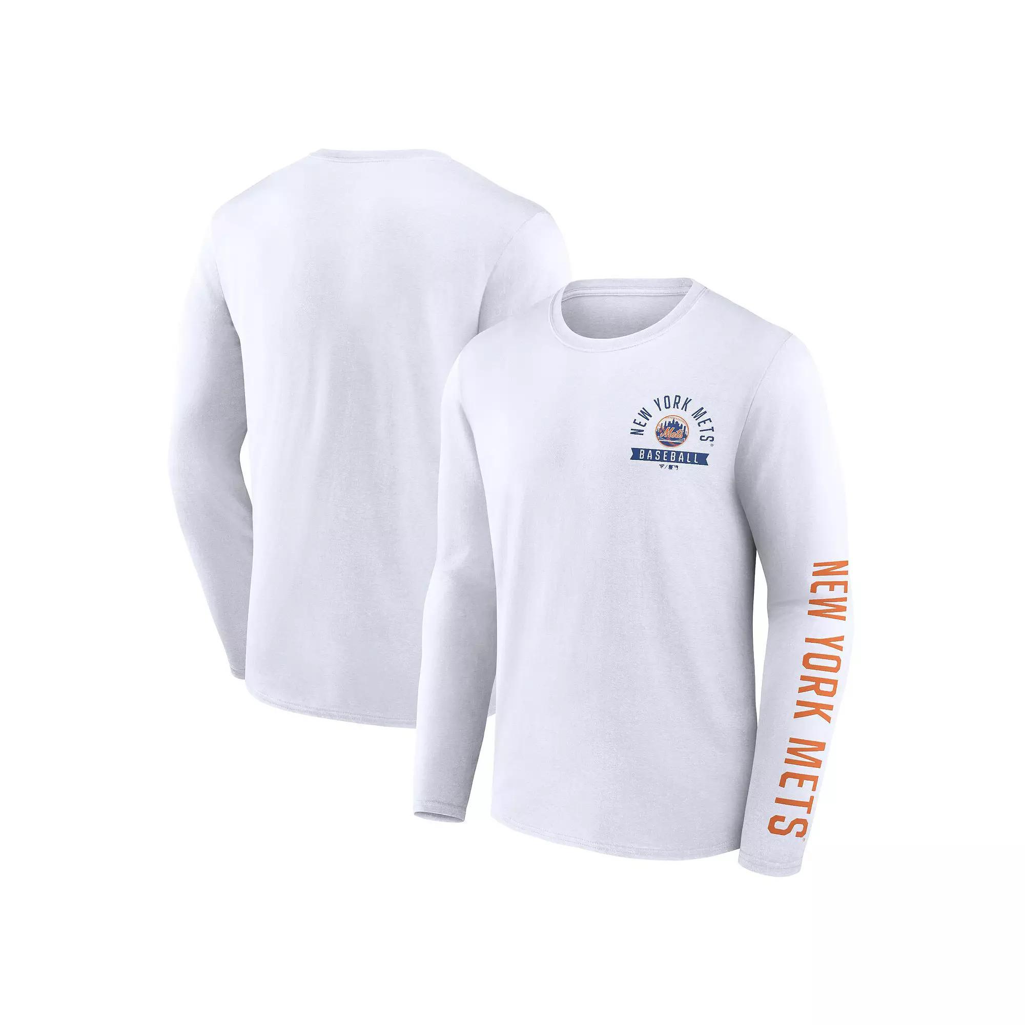 Men's Fanatics Branded White New York Mets Pressbox Long Sleeve T-Shirt, Size: 5XL Product Image