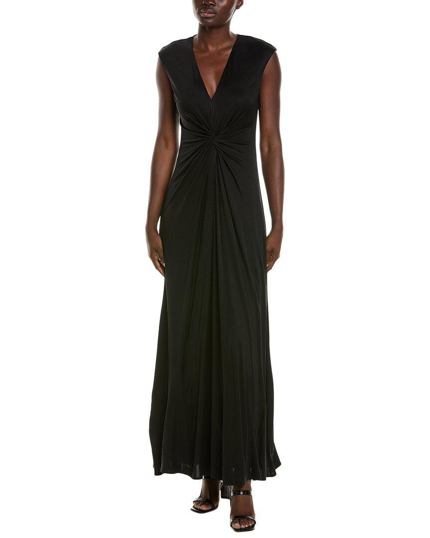 ST JOHN St. John V-neck Silk Gown In Black Product Image
