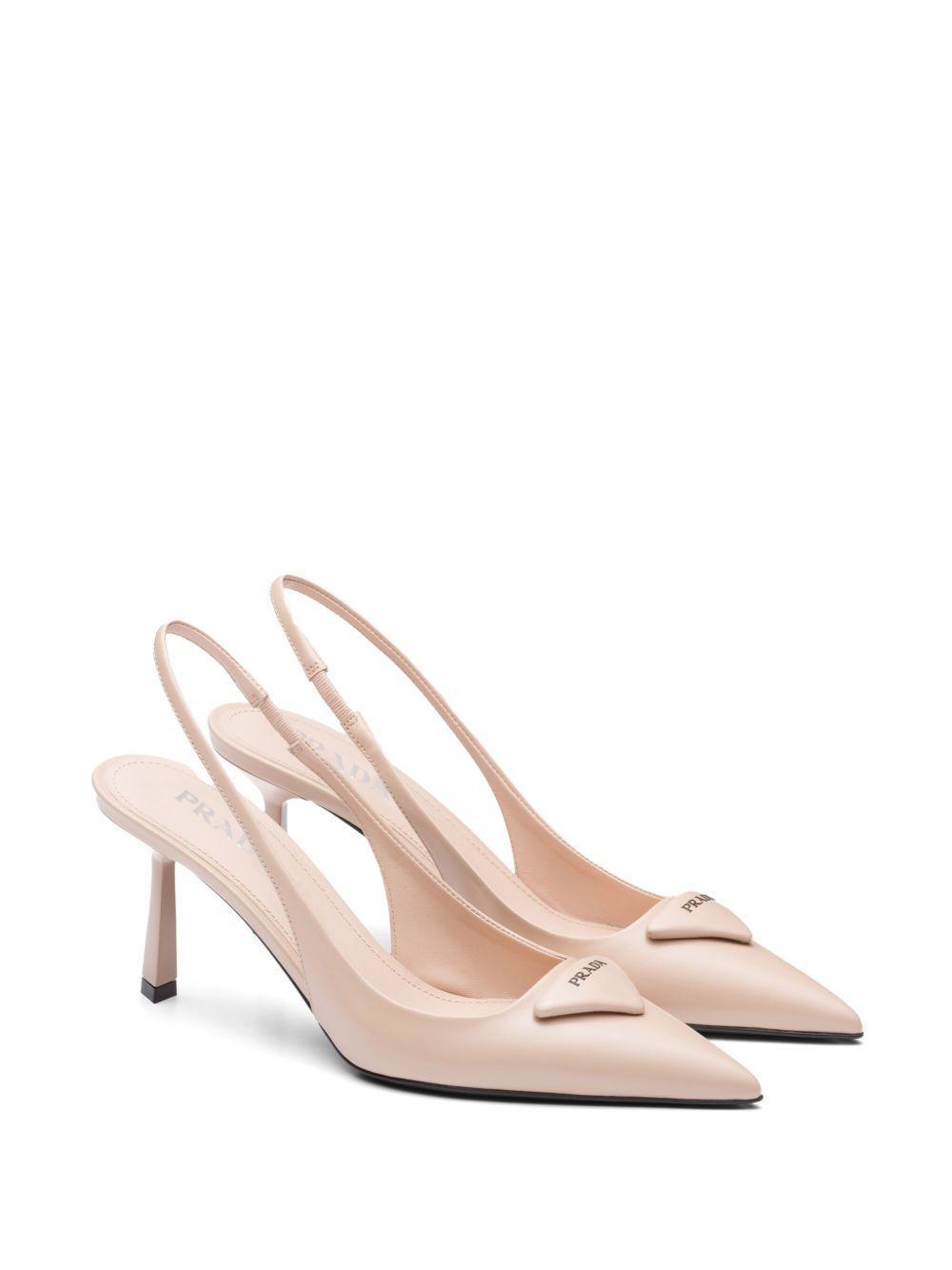 75mm brushed leather slingback pumps Product Image