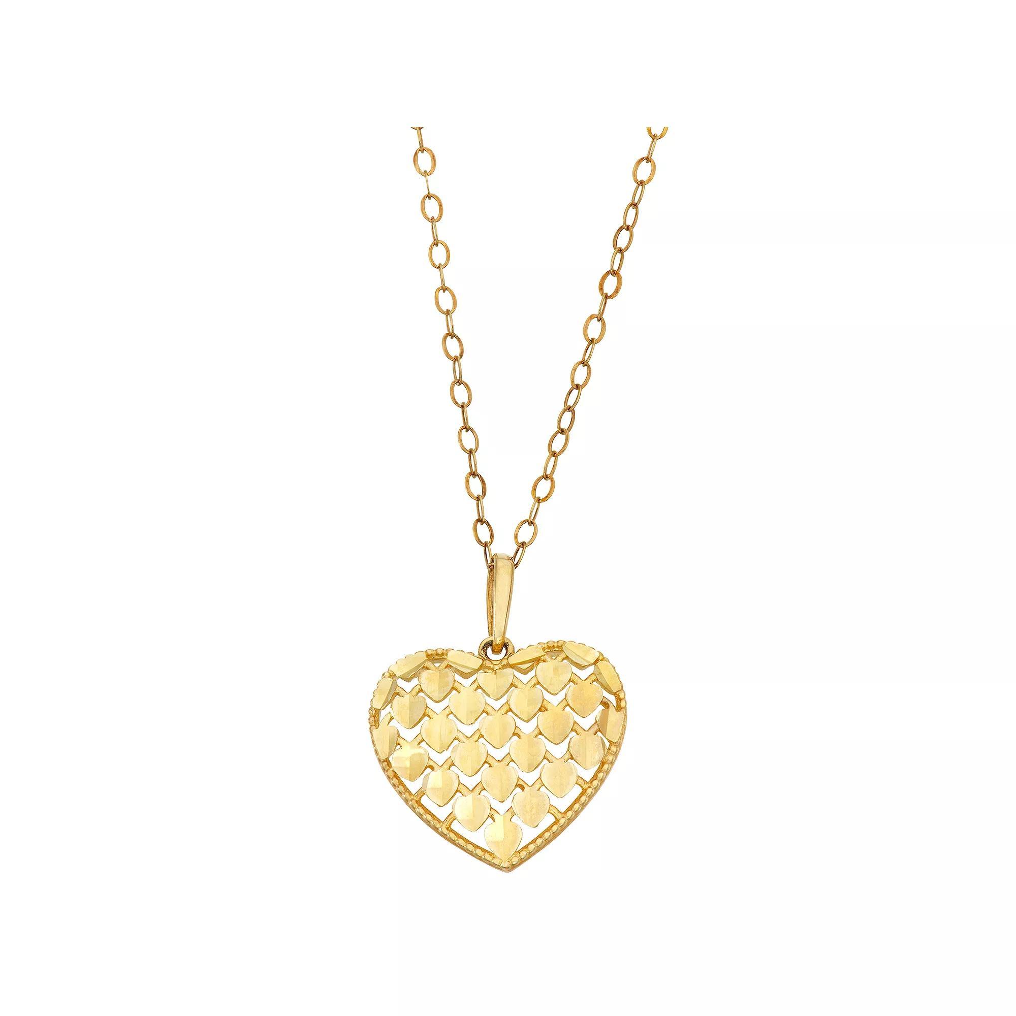 10k Gold Heart Pendant, Women's, Size: 18" Product Image