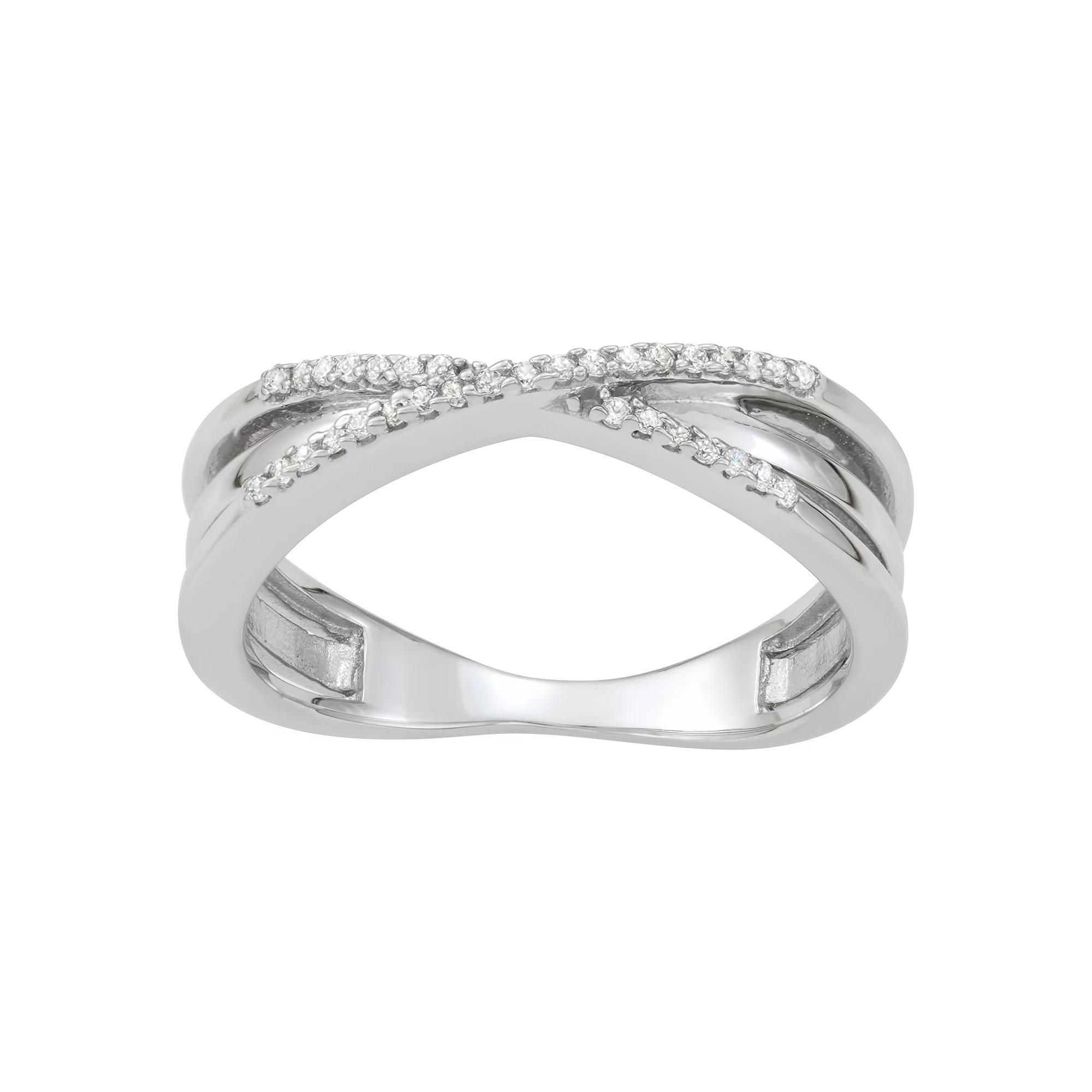 Jewelexcess Sterling Silver 1/10 Carat T.W. Diamond Crisscross Ring, Women's, Size: 8, Silver Tone Product Image