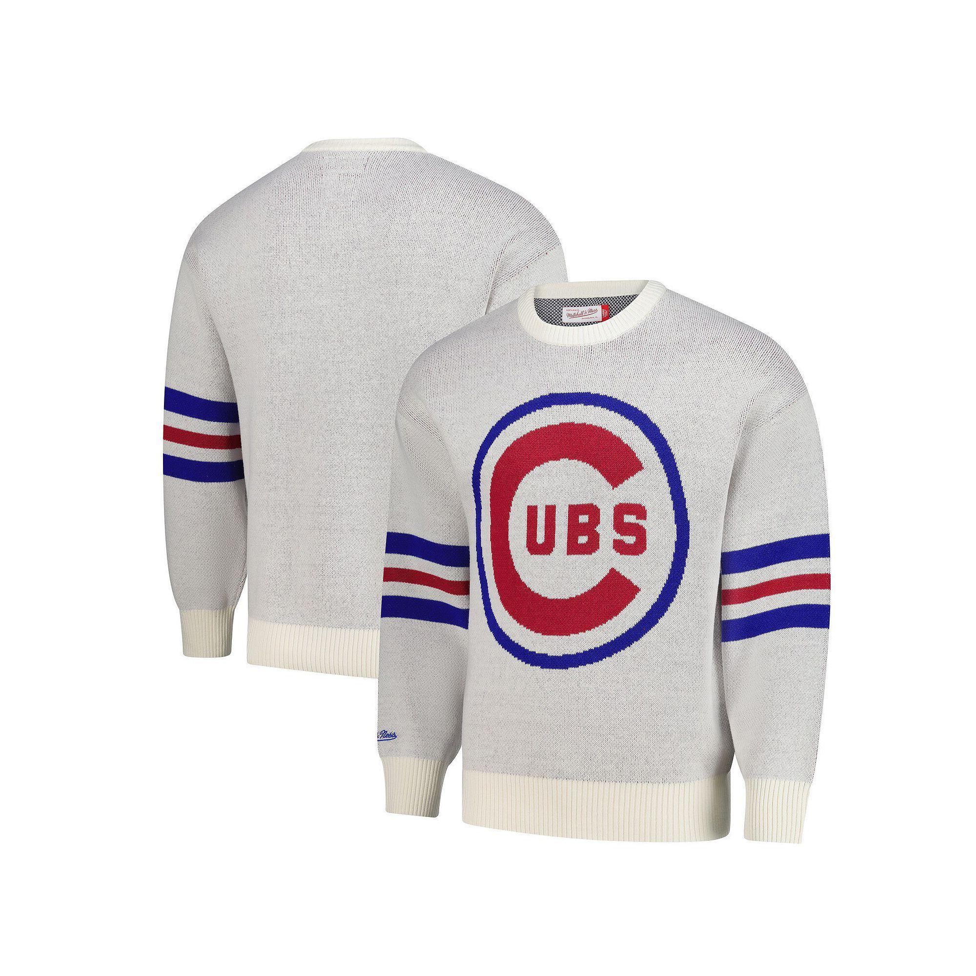 Men's Mitchell & Ness Cream Chicago Cubs Retro Pullover Sweater, Size: Large, Beige Product Image
