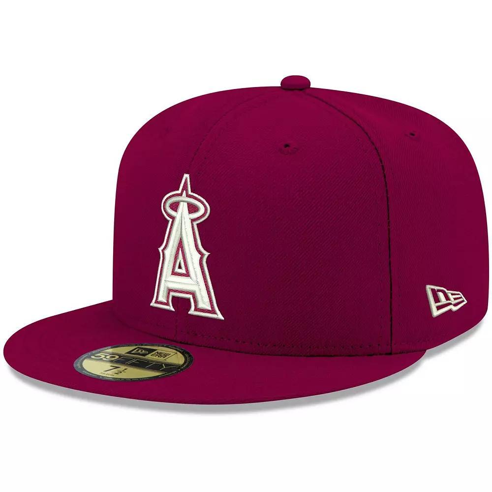 Men's New Era Cardinal Los Angeles Angels White Logo 59FIFTY Fitted Hat, Size: 7 1/4, Red Product Image