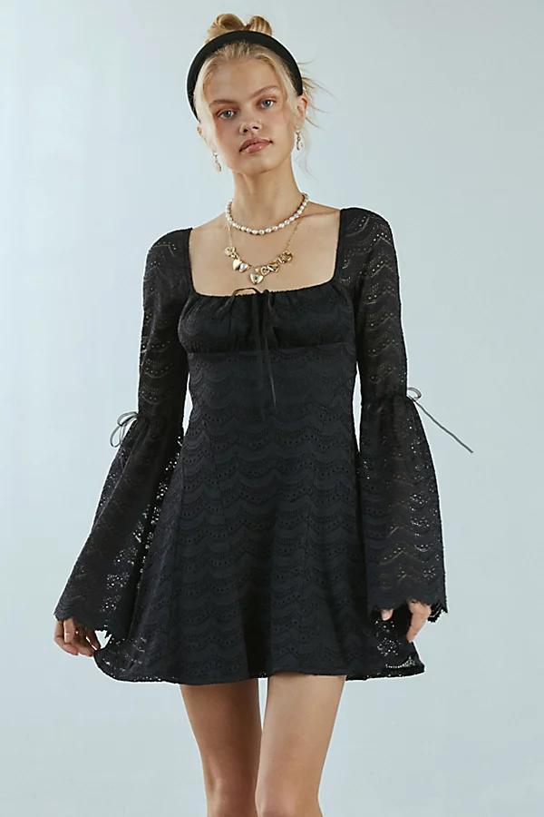 Kimchi Blue Alina Scalloped Lace Bell Sleeve Mini Dress Womens at Urban Outfitters Product Image