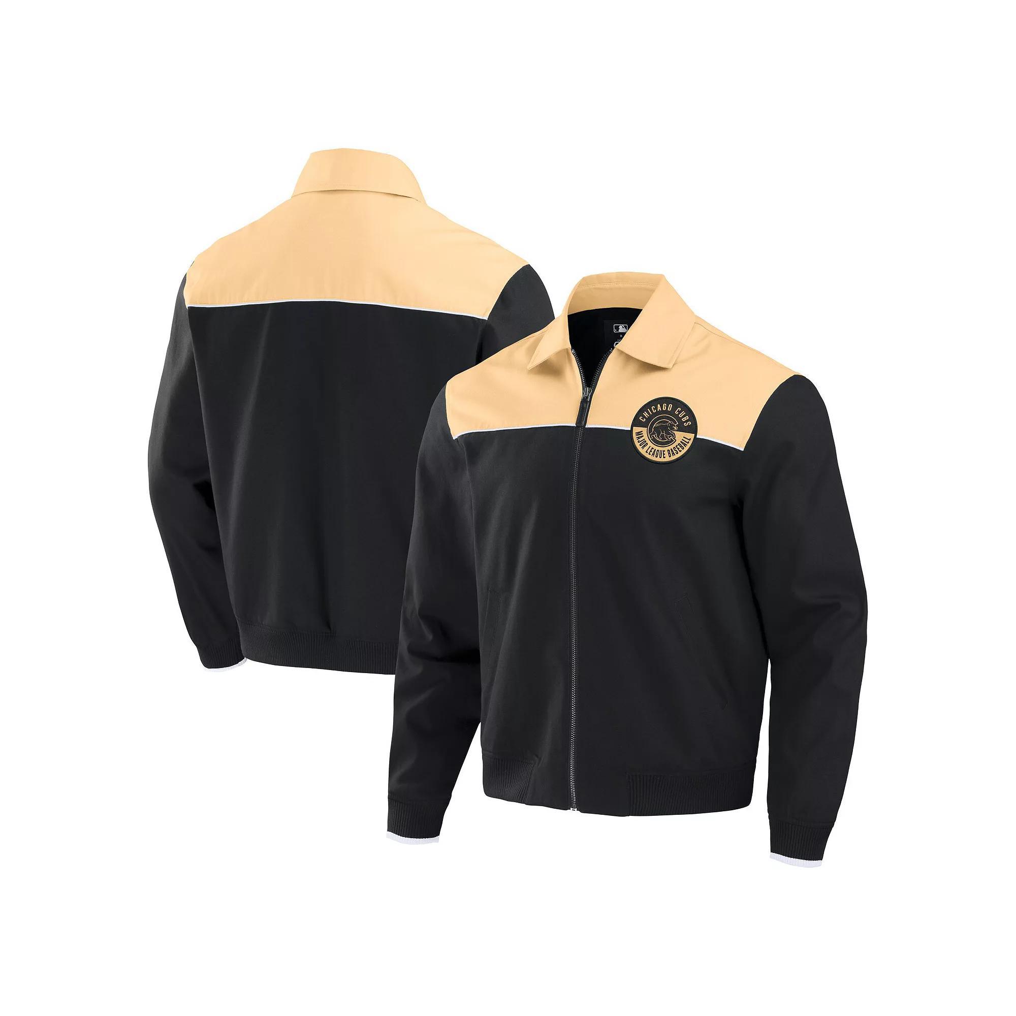 Men's Darius Rucker Collection by Fanatics Black/Tan Chicago Cubs Canvas Bomber Full-Zip Jacket, Size: 2XL Product Image