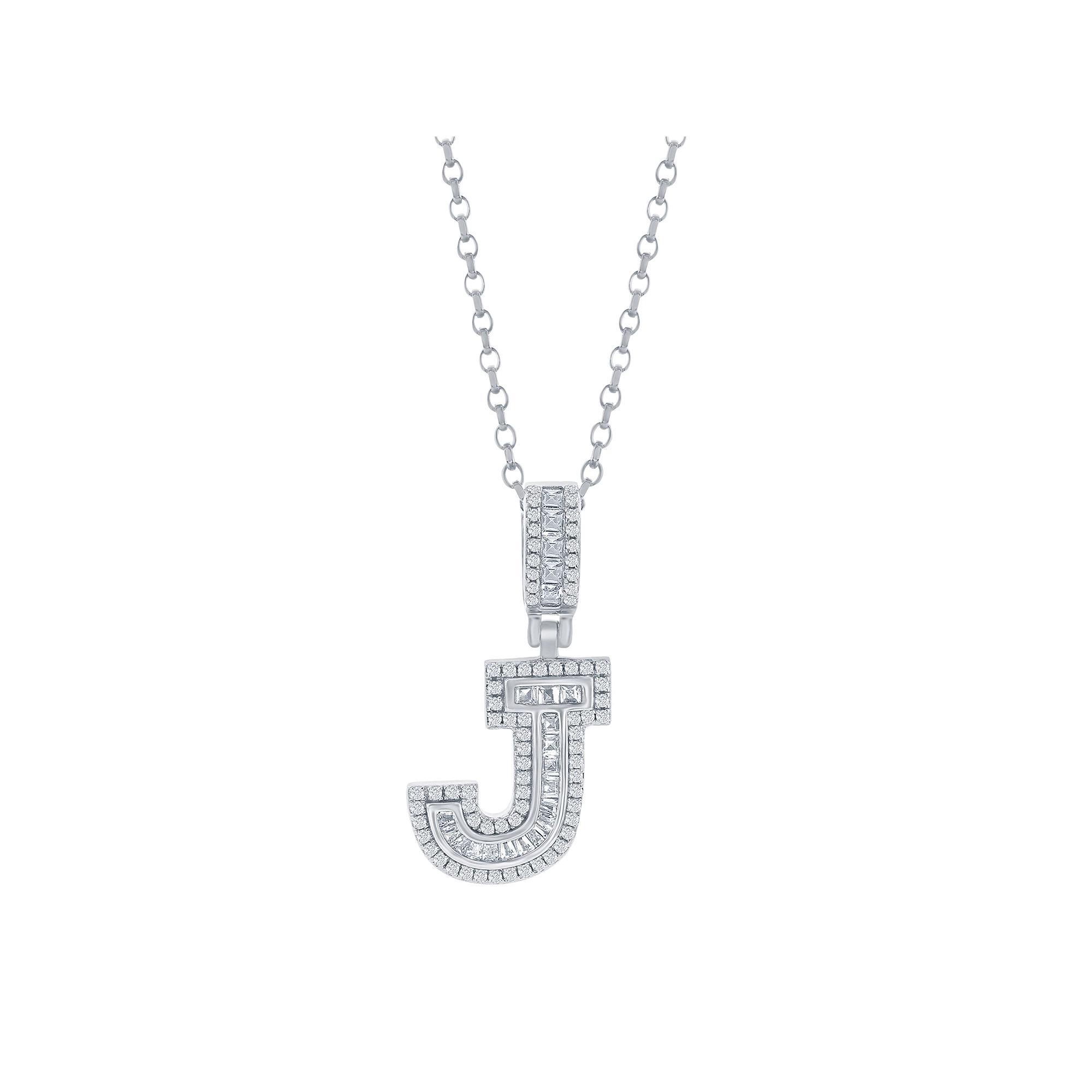 Argento Bella Sterling Silver Cubic Zirconia Initial Pendant Necklace, Women's, Size: 18", Sterling E Product Image