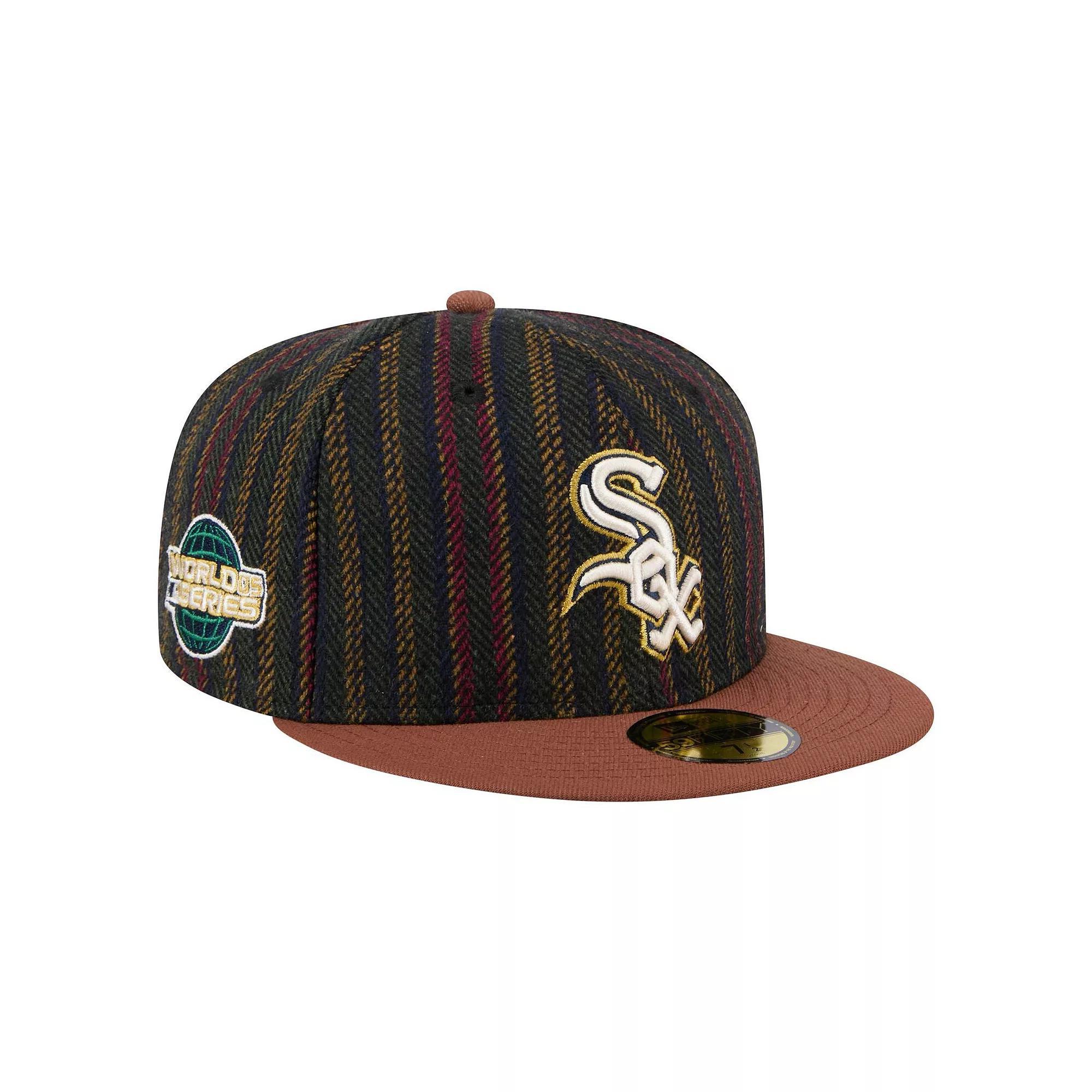 Men's New Era  Brown Chicago White Sox Vintage Herringbone 59FIFTY Fitted Hat, Size: 7 1/2 Product Image