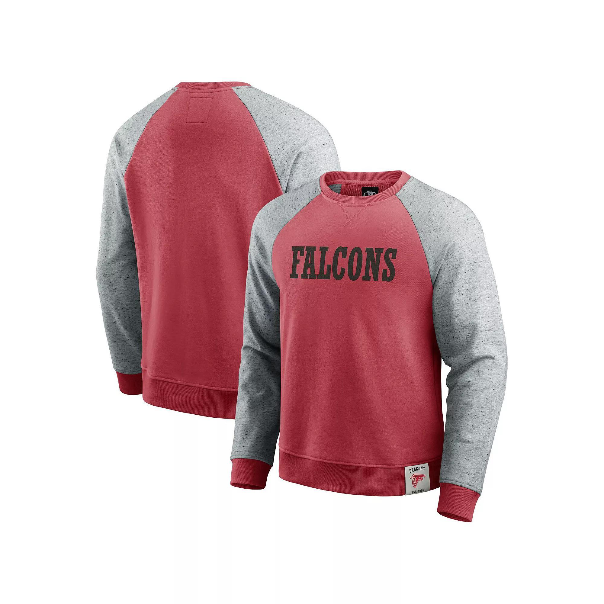Men's Darius Rucker Collection by Fanatics Red/Heather Gray Atlanta Falcons Colorblock Pullover Sweatshirt, Size: Medium, Grey Product Image