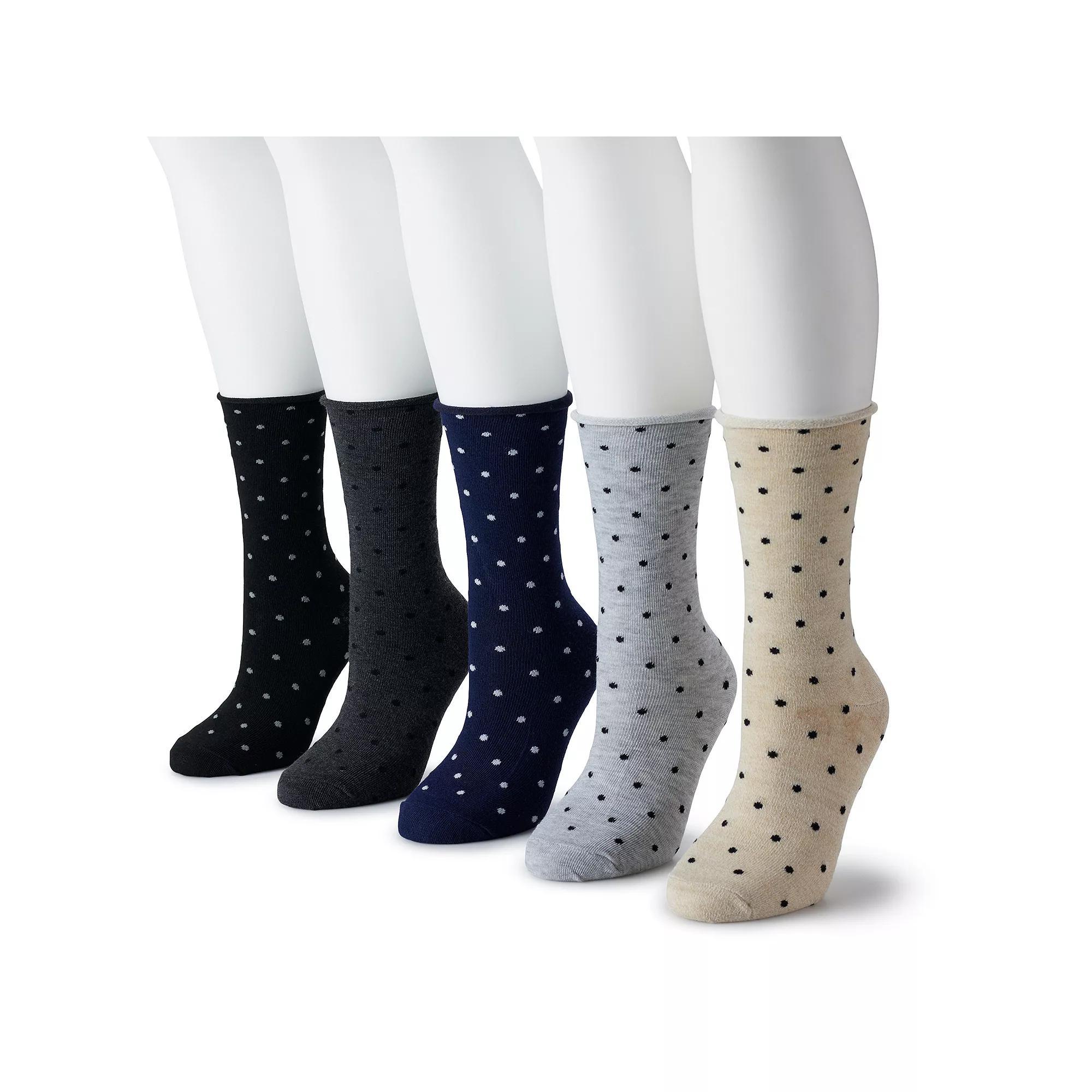 Womens Sonoma Goods For Life 5-Pack Roll Top Crew Socks Product Image