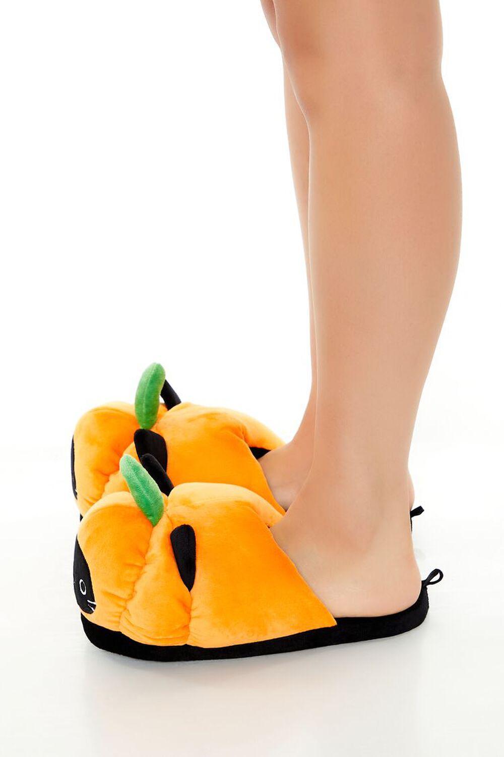 Plush Pumpkin Cat House Slippers | Forever 21 Product Image