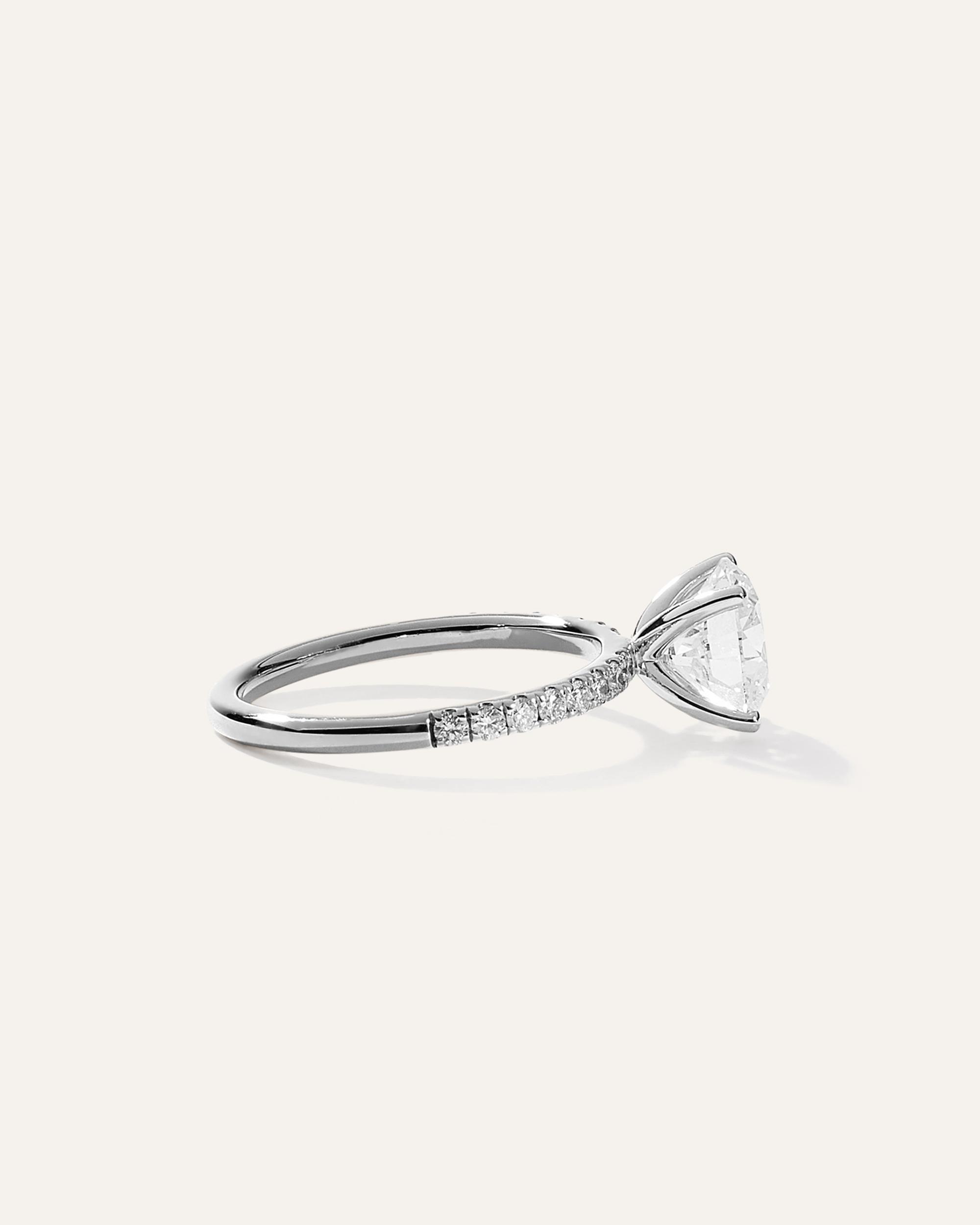 Quince | Women's Lab Grown Diamond Round Petite Pave Engagement Ring Product Image