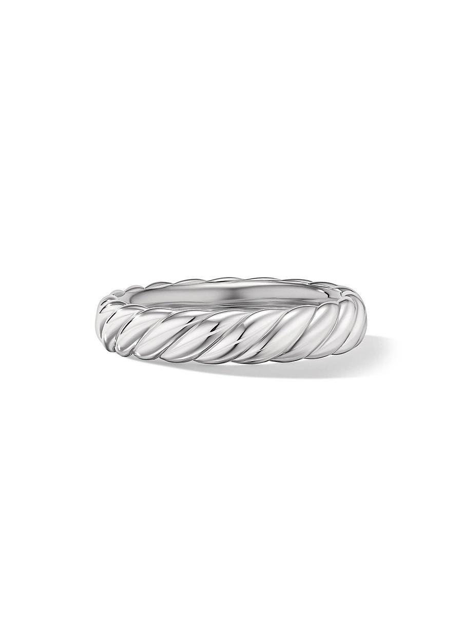 Womens Sculpted Cable Band Ring In 18K White Gold Product Image