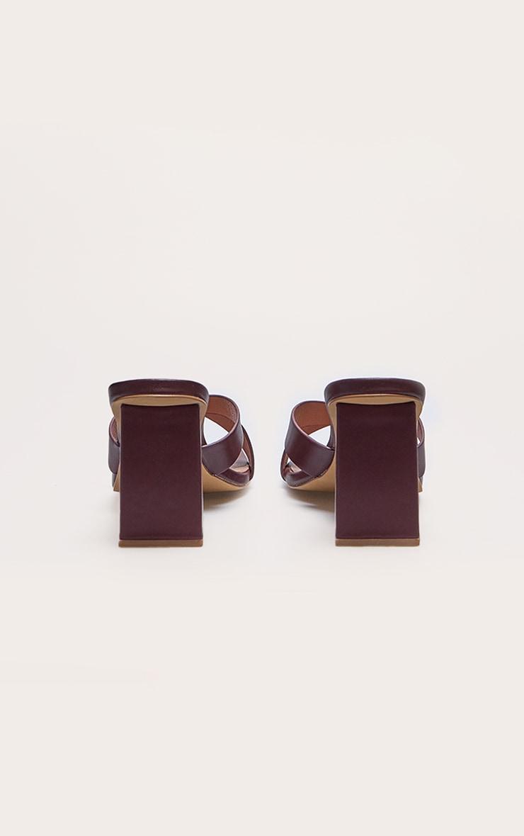 Burgundy Pu Cross Strap Block Heeled Mules Product Image