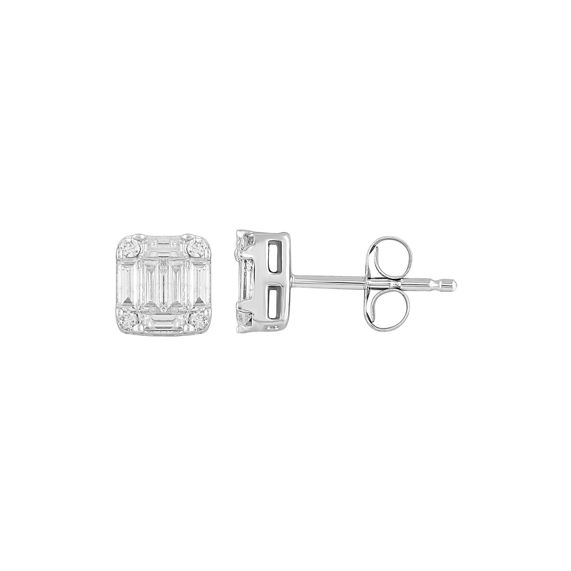 10k White Gold 1/3 Carat T.W. Diamond Baguette Stud Earrings, Women's, 10k Whgold Product Image