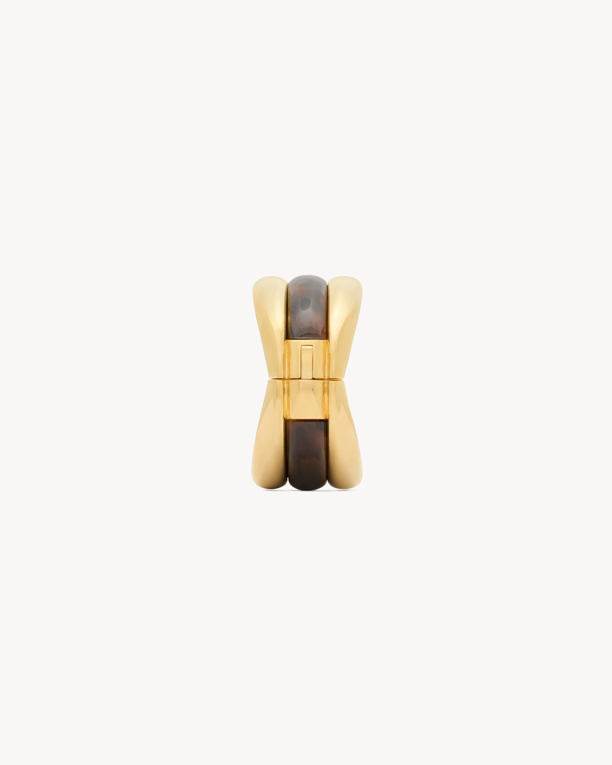 TORTOISESHELL STACKED CUFF IN RESIN AND METAL Product Image
