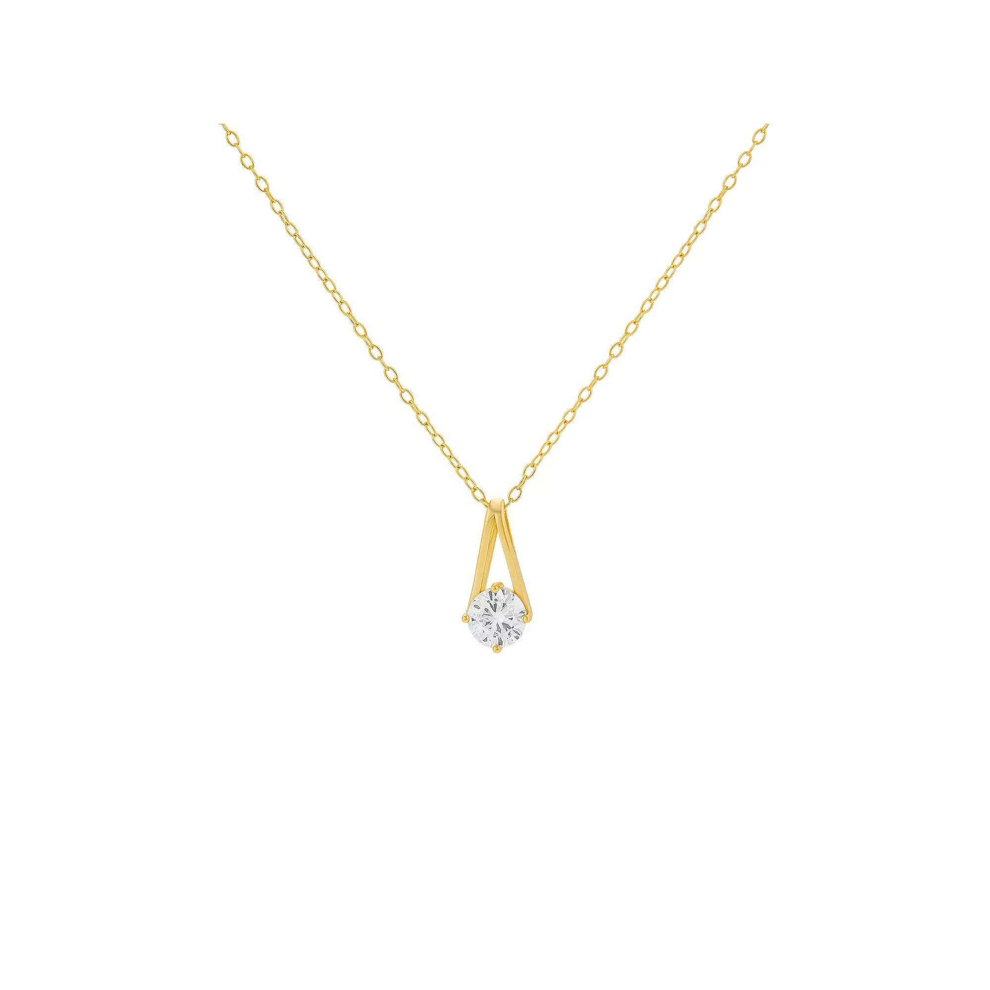PRIMROSE Sterling Silver Cubic Zirconia Pendant Necklace, Women's, Gold Tone Sterling Product Image