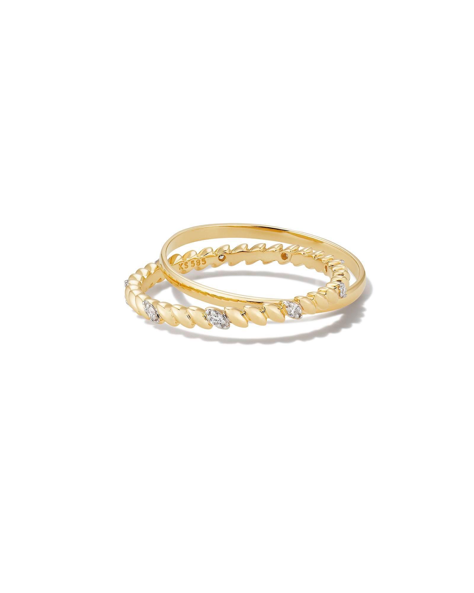 Tyler 14k Yellow Gold Double Band Ring in White Diamond Product Image