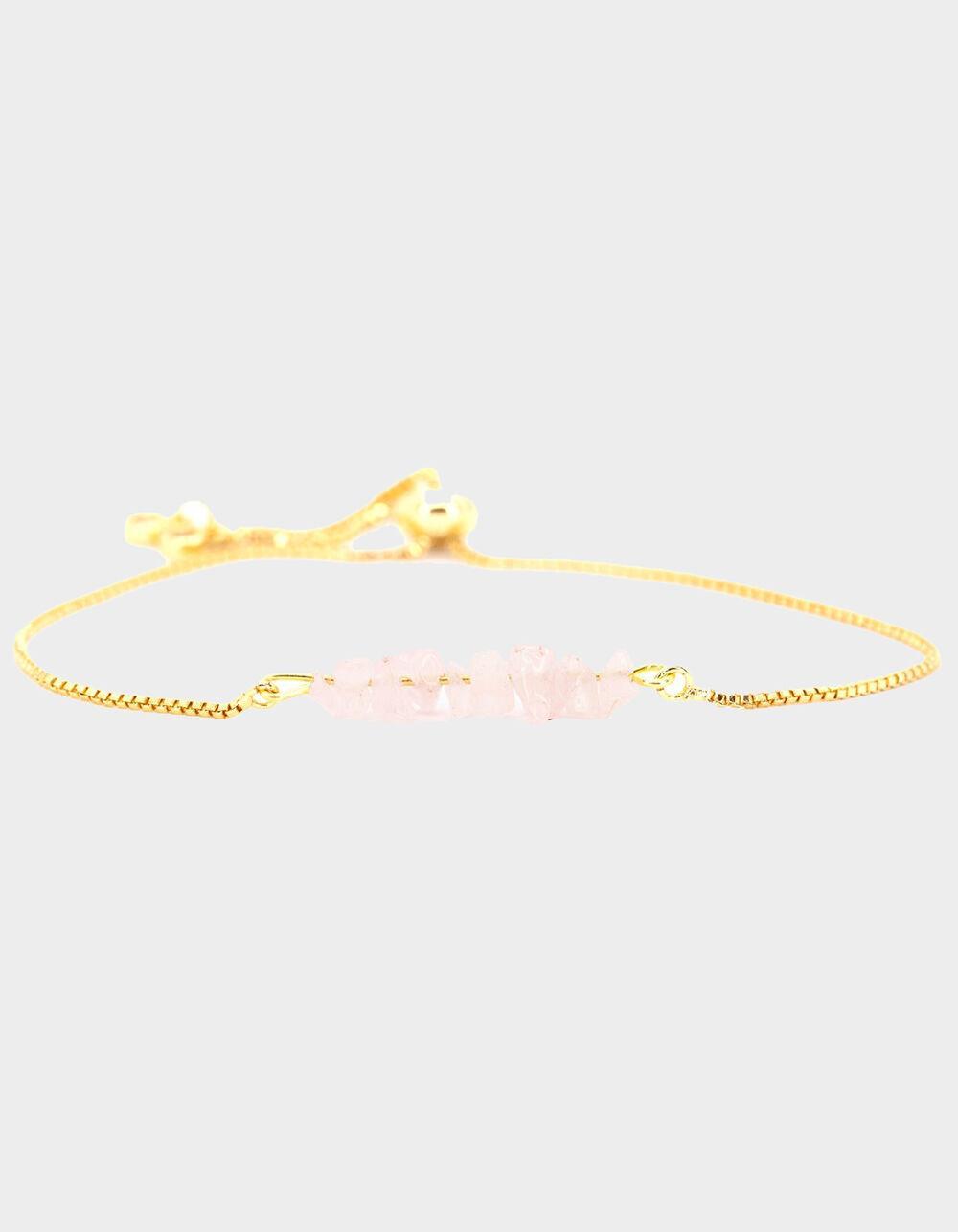SALTY CALI Rock Candy Rose Quartz Bolo Bracelet - ROSE Product Image