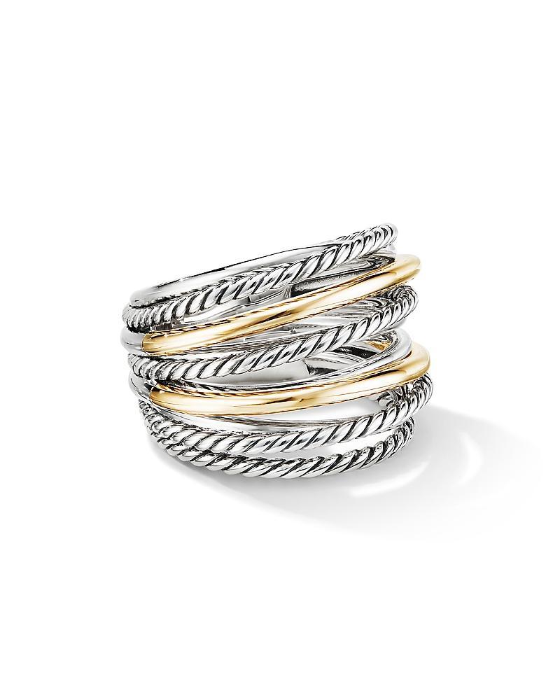 David Yurman Sterling Silver & 18K Yellow Gold Crossover Wide Ring, 6 Product Image