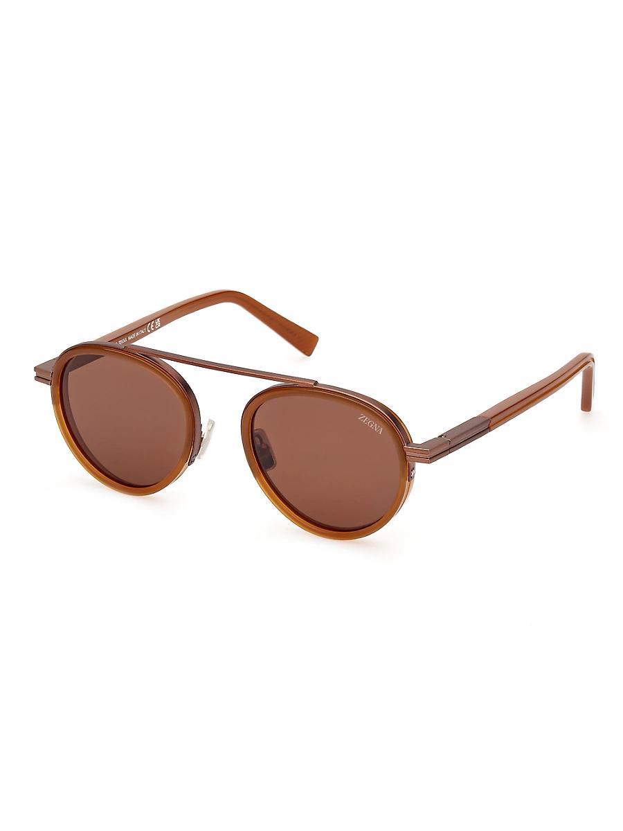 Mens ORIZZONTE II Metal-Acetate Round Sunglasses Product Image