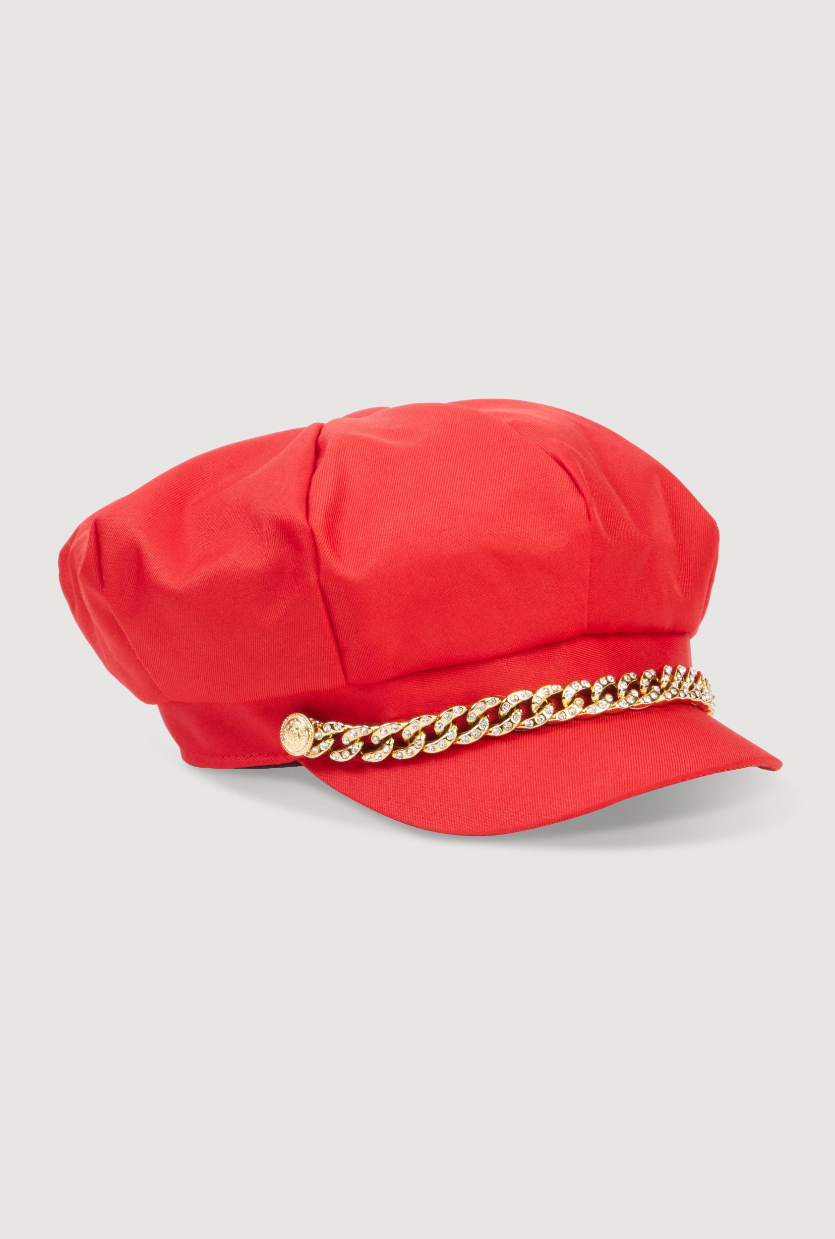 Rhinestone Chain Detail Cabbie Hat Female Product Image